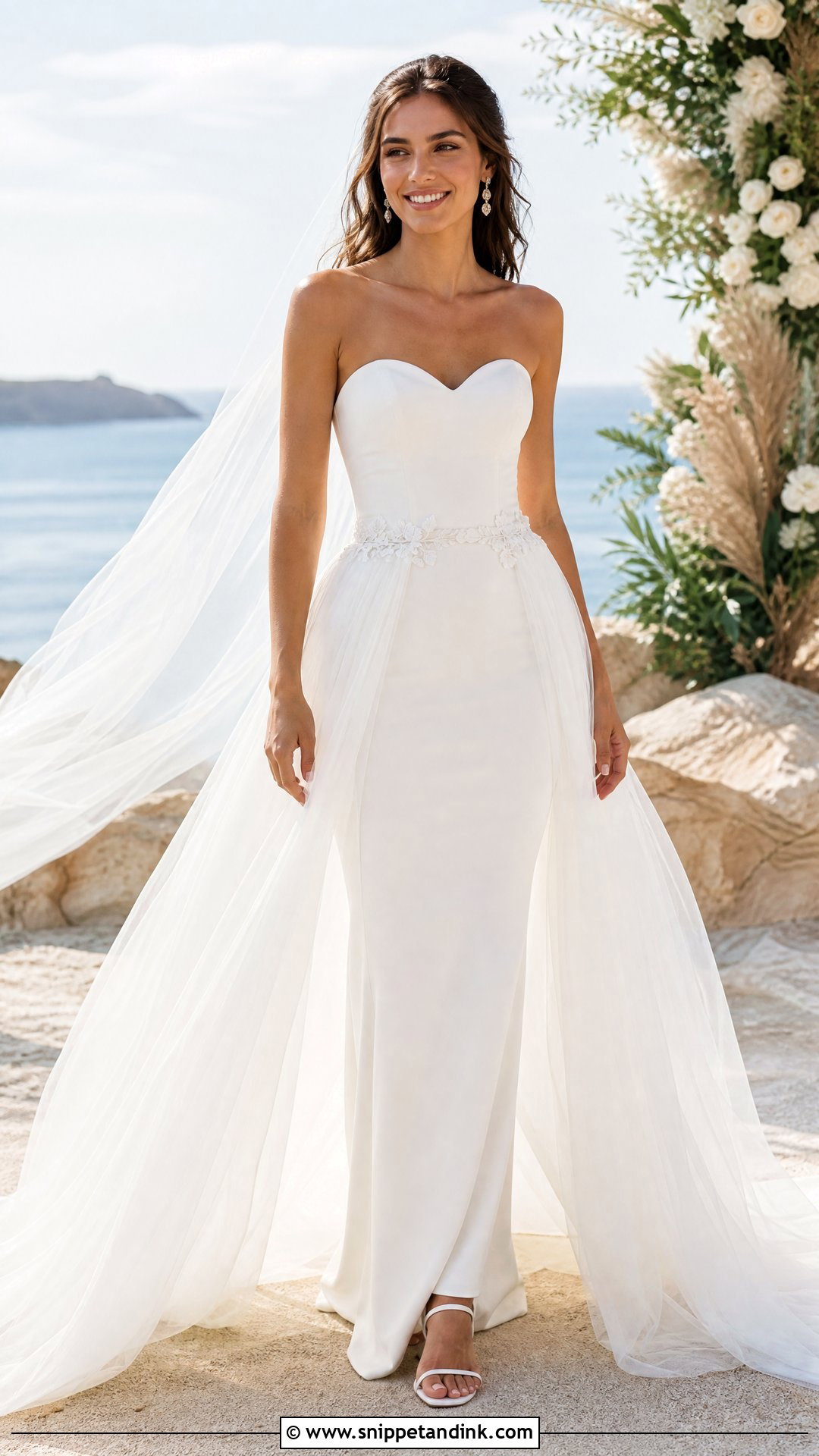 Detachable Skirt Beach Bridal Gown - Snippet and Ink - 25 Beach Bridal Gown Ideas
