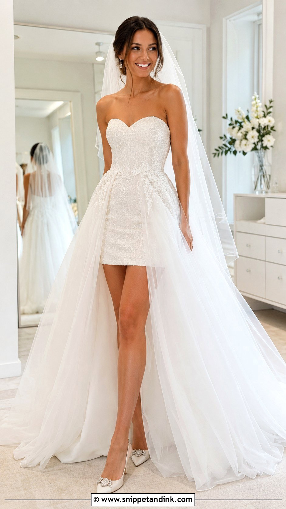 Detachable Skirt Bride Look - Snippet and Ink - 25 Bride Looks