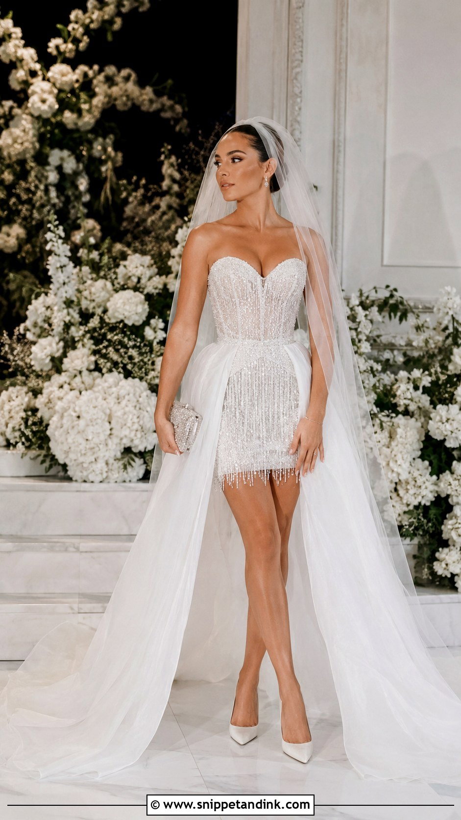 Detachable Skirt Fringe Wedding Dress - Snippet and Ink - 20 Fringe Wedding Dress Ideas