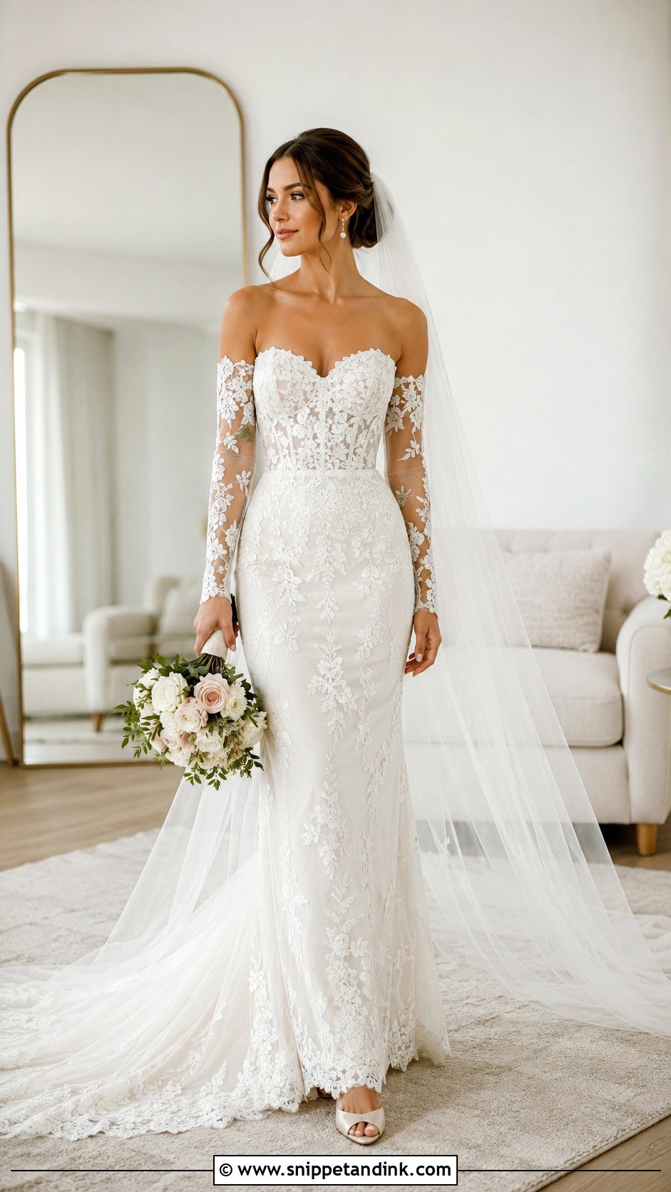 Detachable Sleeve 3D Lace Wedding Dress - Snippet and Ink - 20 3D Lace Wedding Dress Ideas