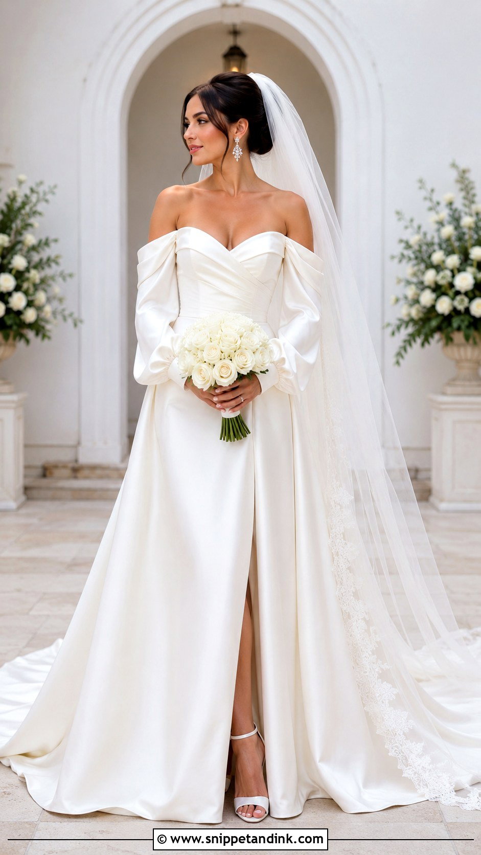 Detachable Sleeve A Line Off the Shoulder Wedding Dress - Snippet and Ink - 20 A Line Wedding Dress Off the Shoulder Ideas