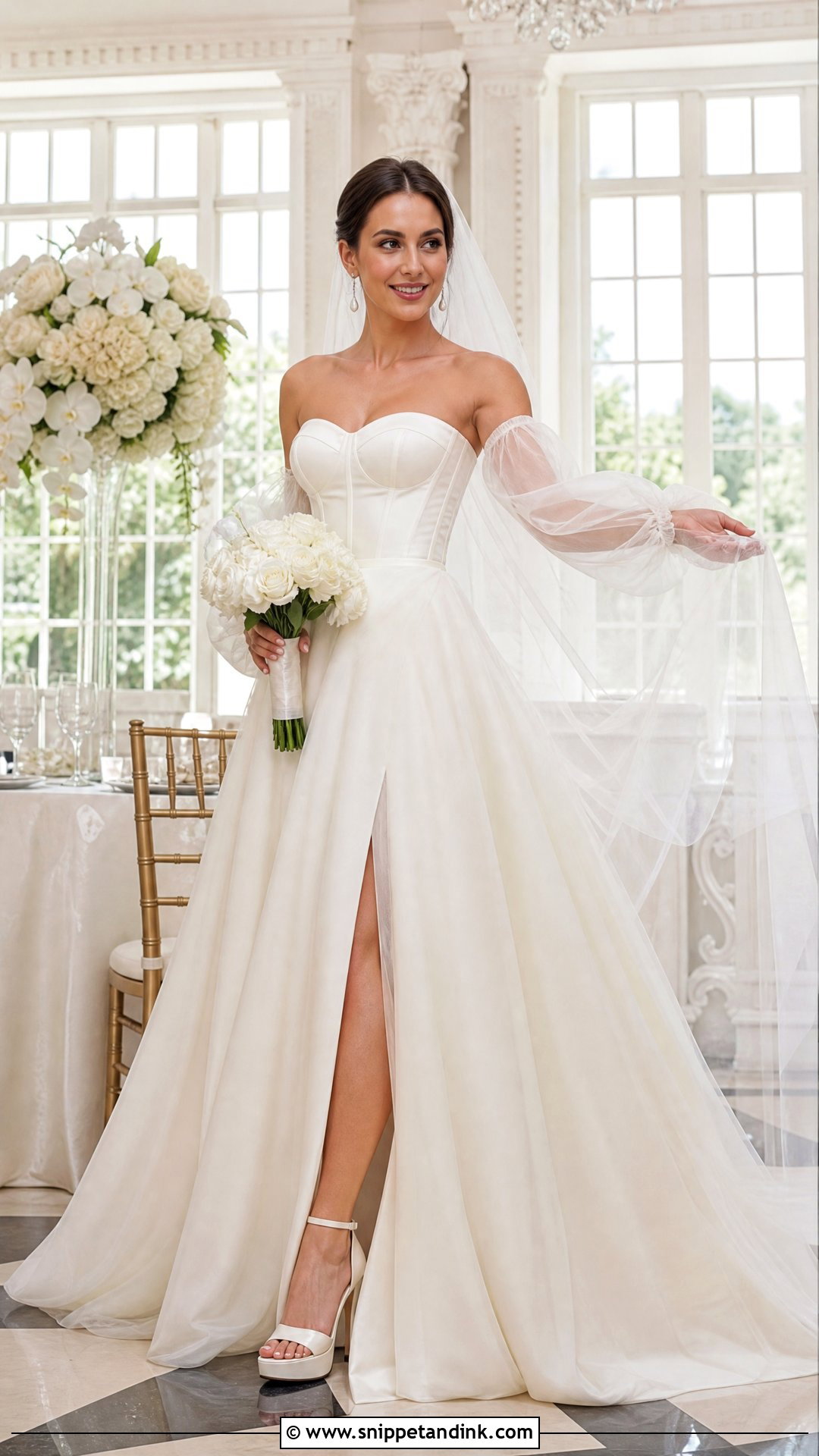 Detachable Sleeve A Line Wedding Dress - Snippet and Ink - 25 Aline Wedding Dresses
