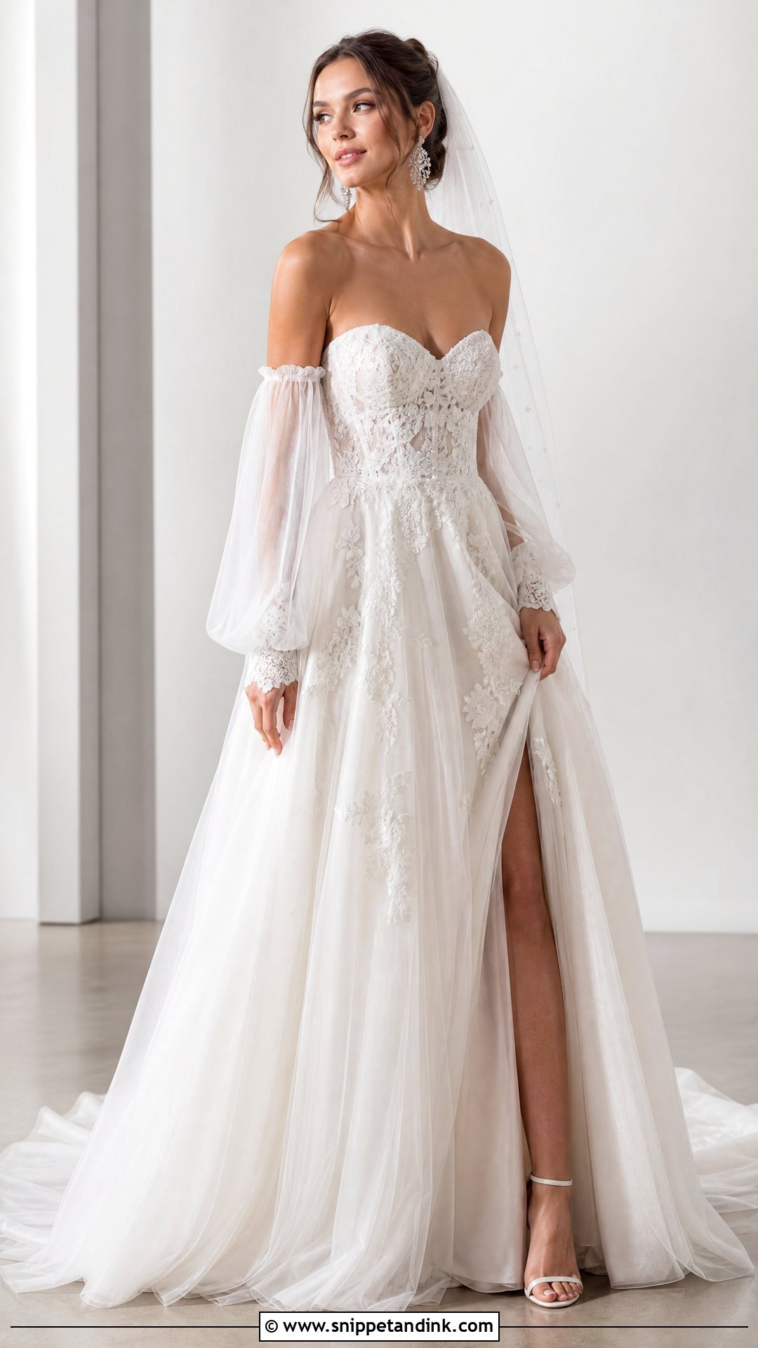 Detachable Sleeve A Line Wedding Dress - Snippet and Ink - 25 Romantic a Line Wedding Dress Ideas