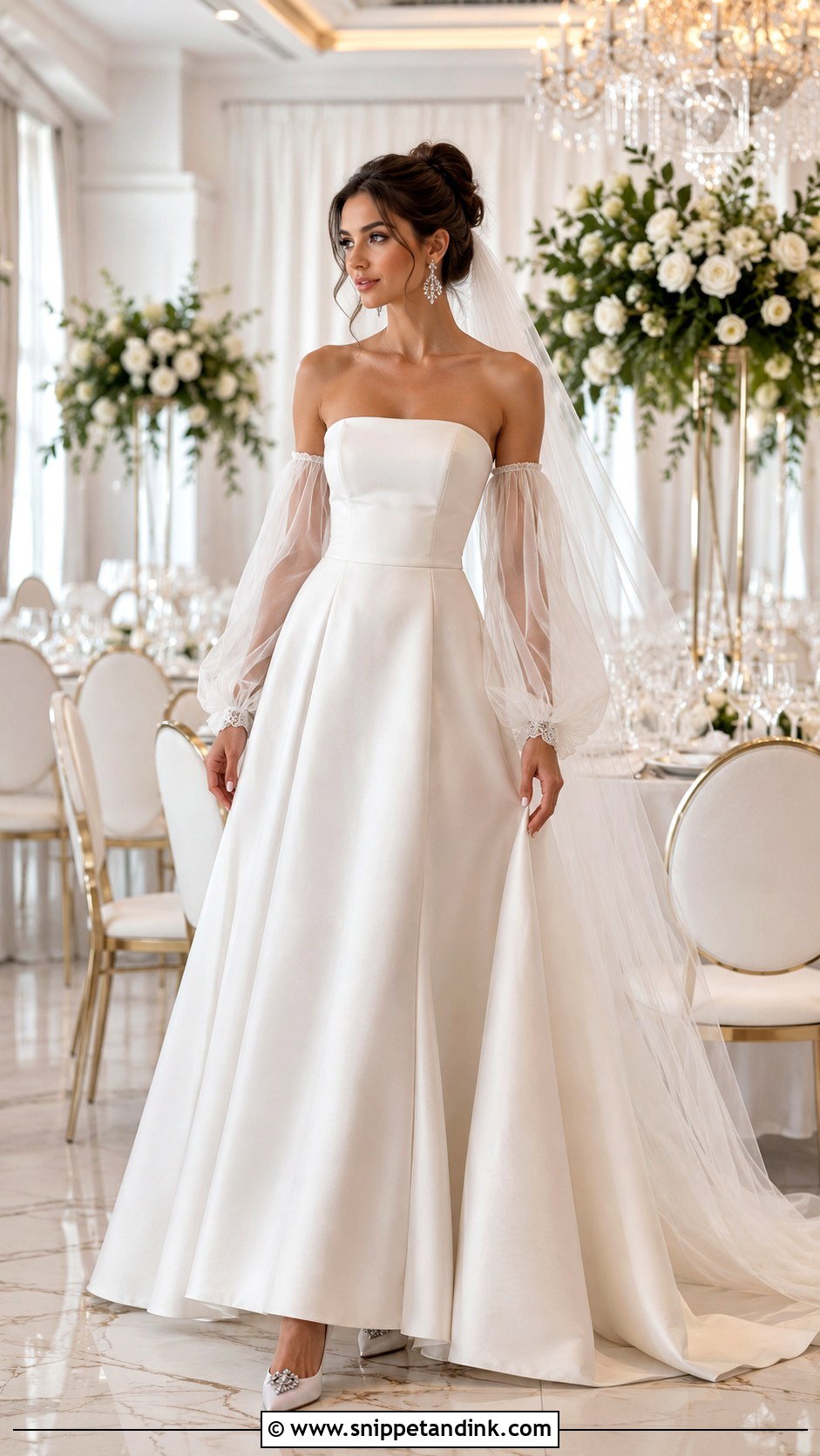 Detachable Sleeve A Line Wedding Dress - Snippet and Ink - 20 Align Wedding Dress Ideas