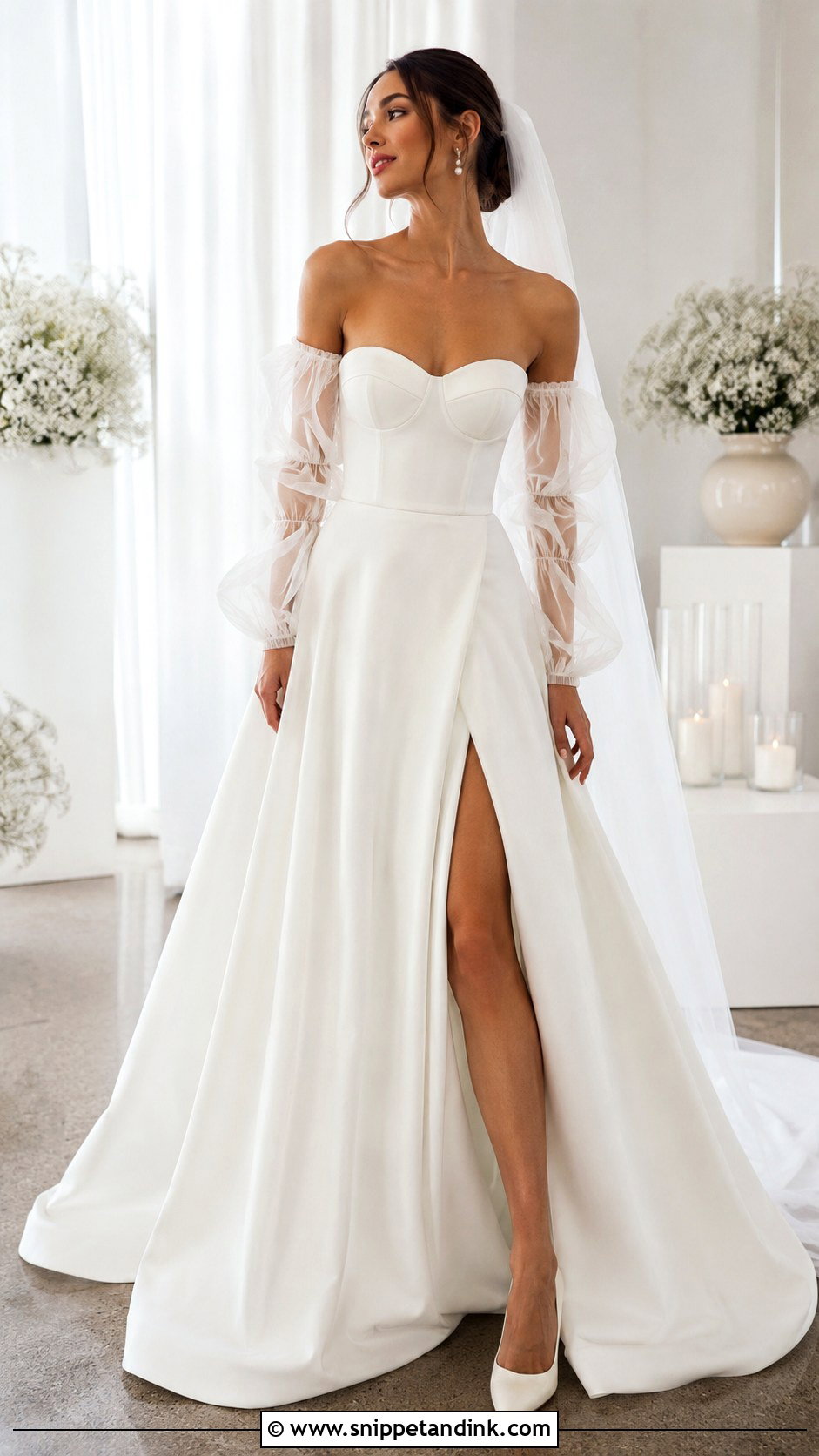 Detachable Sleeve A Line Wedding Dress - Snippet and Ink - 30 Wedding Dresses a Line
