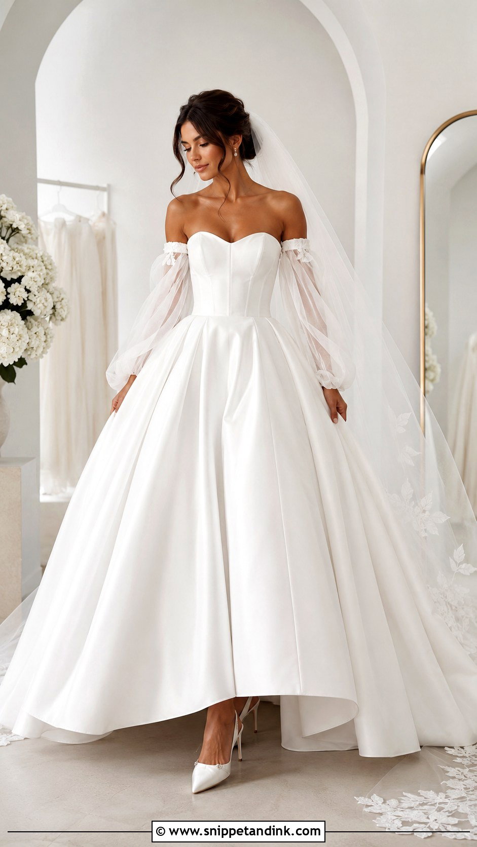 Detachable Sleeve Ball Gown Wedding Dress - Snippet and Ink - 30 Wedding Ball Gown Ideas