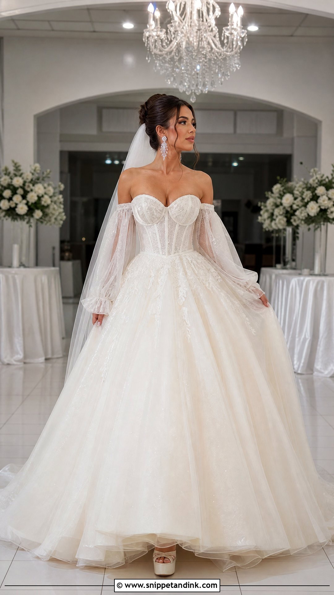 Detachable Sleeve Ball Gown Wedding Dress - Snippet and Ink - 20 Big Wedding Dresses Ball Gown