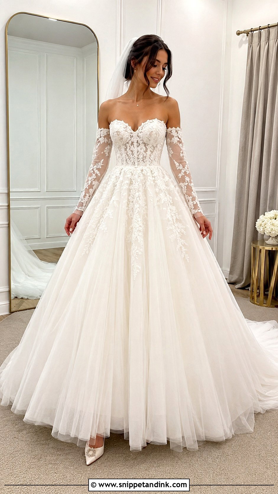 Detachable Sleeve Ball Gown Wedding Dress - Snippet and Ink - 25 Ball Gown Wedding Dress with Sleeves