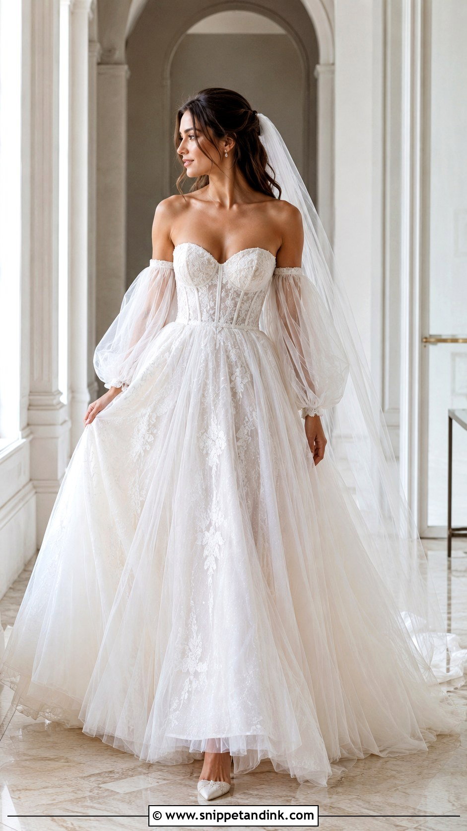 Detachable Sleeve Ball Gown Wedding Dress - Snippet and Ink - 20 Big Ball Gown Wedding Dress Ideas