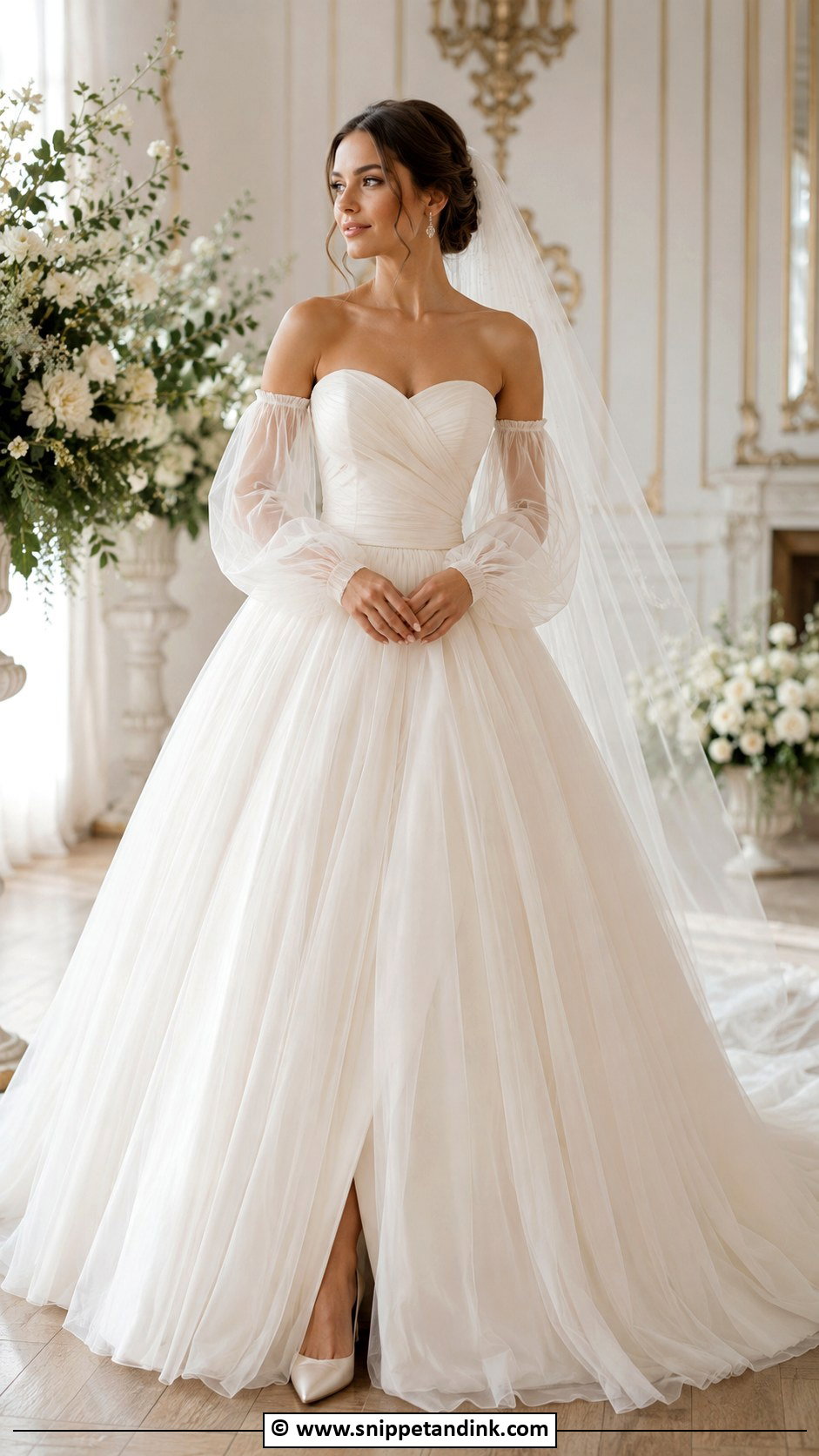 Detachable Sleeve Ball Gown Wedding Dress - Snippet and Ink - 30 Ball Gowns Wedding