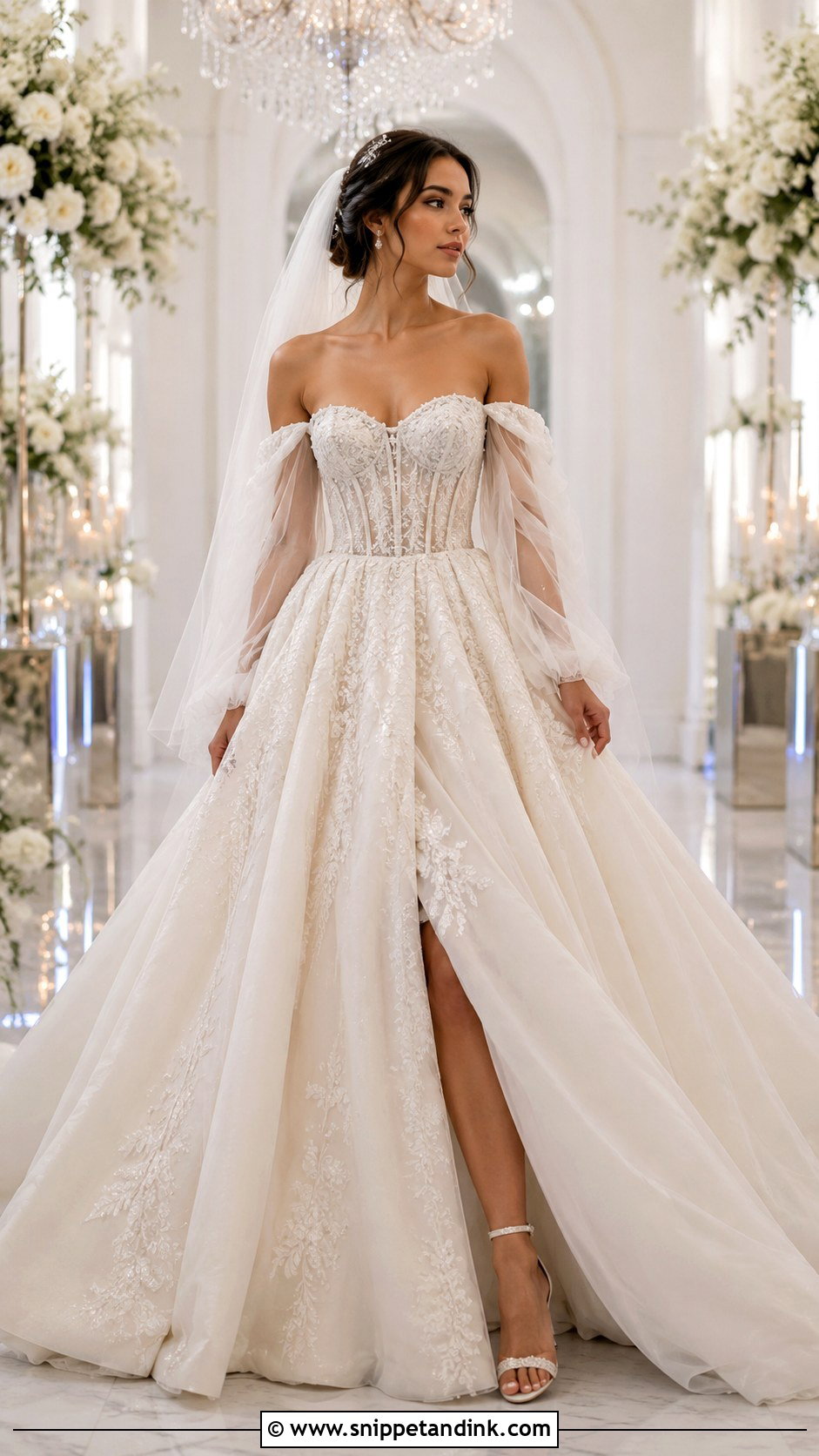 Detachable Sleeve Ballgown Wedding Dress - Snippet and Ink - 25 Elegant Wedding Dress Ballgown Fairytale Ideas