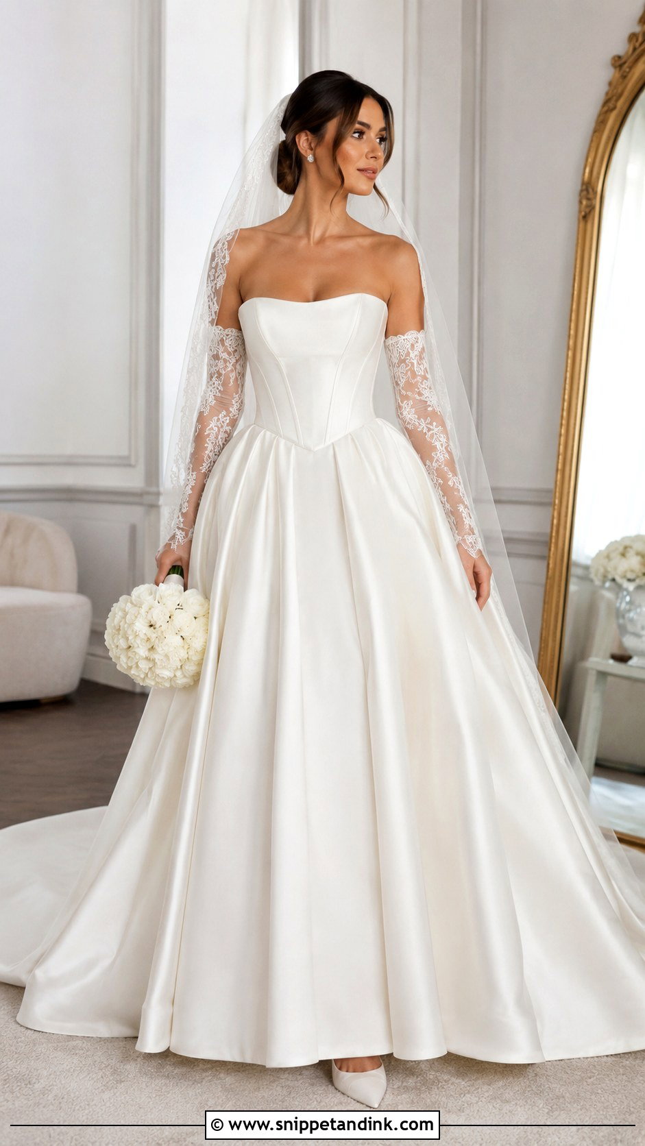 Detachable Sleeve Basque Waist Wedding Dress - Snippet and Ink - 20 Basque Waist Wedding Dresses