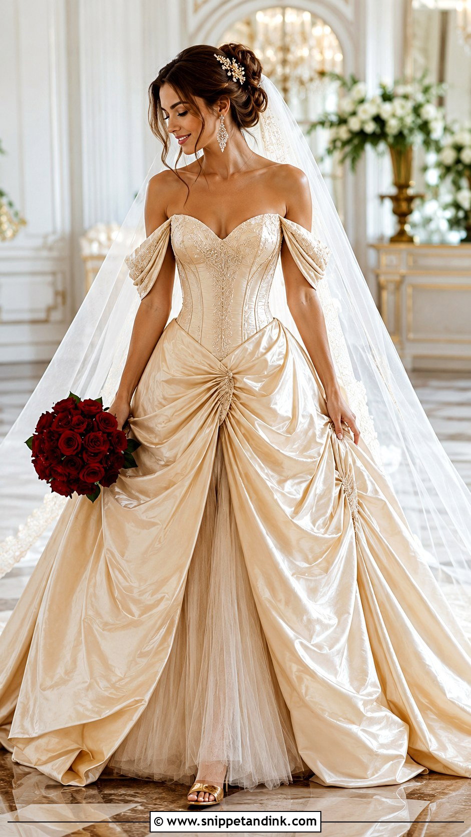 Detachable Sleeve Belle Wedding Dress - Snippet and Ink - 20 Belle Beauty and the Beast Wedding Dress Ideas