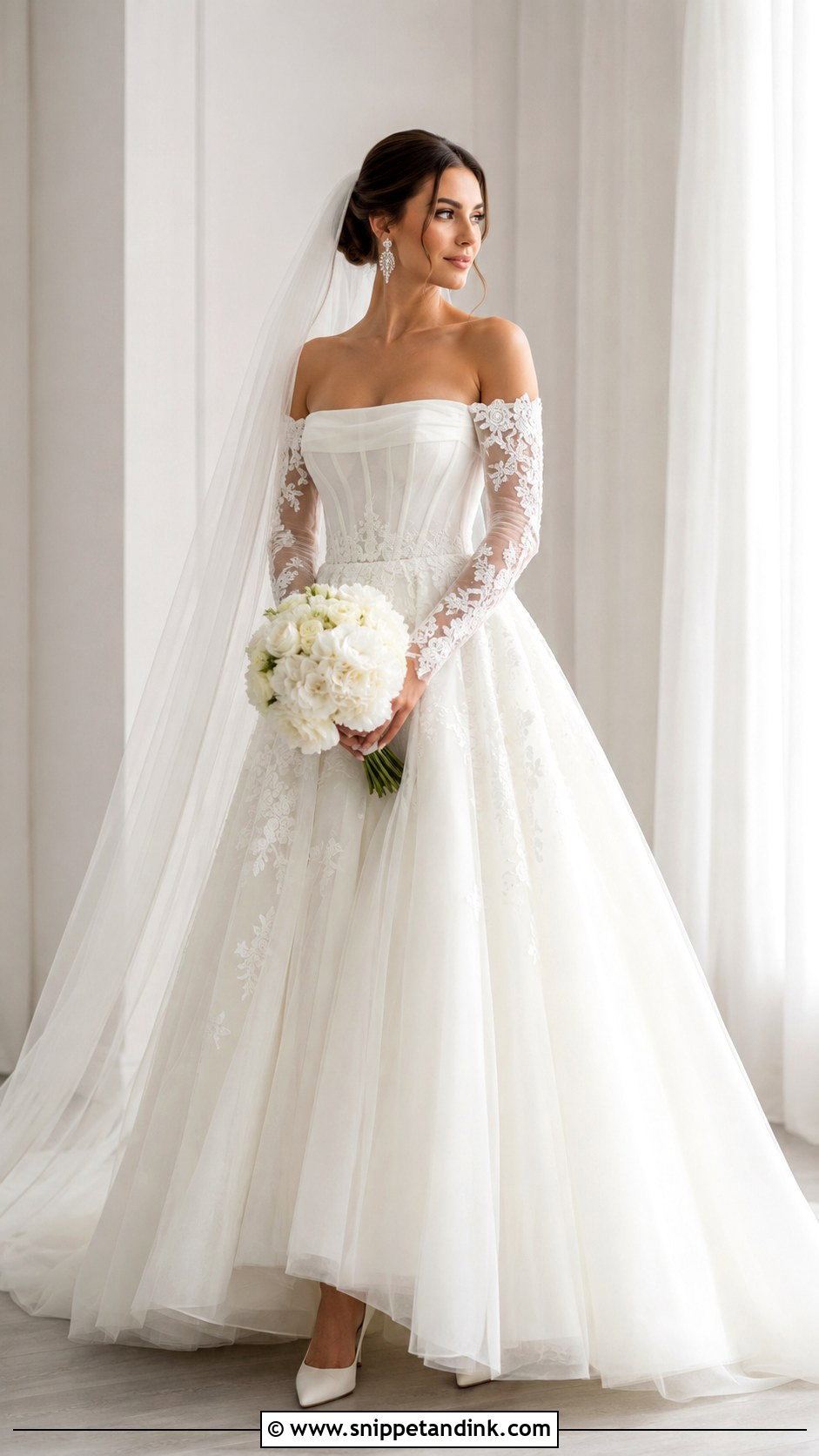 Detachable Sleeve Bridal Ball Gown - Snippet and Ink - 20 Bridal Ball Gowns