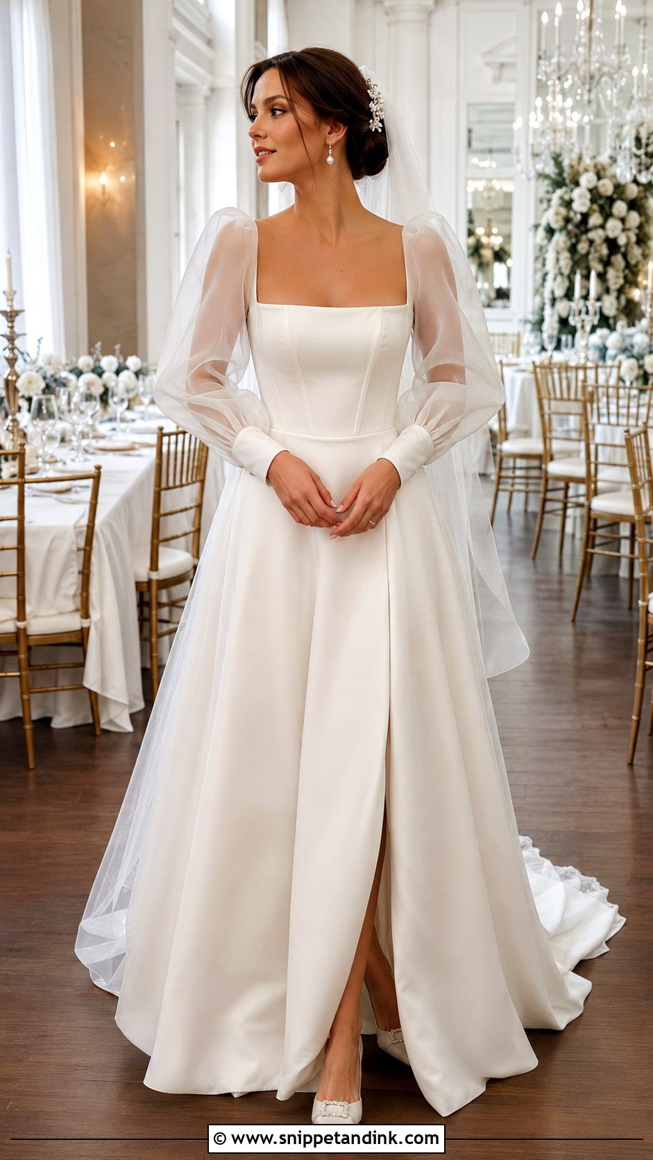 Detachable Sleeve Bridgerton Wedding Dress - Snippet and Ink - 20 Bridgerton Inspired Wedding Dresses