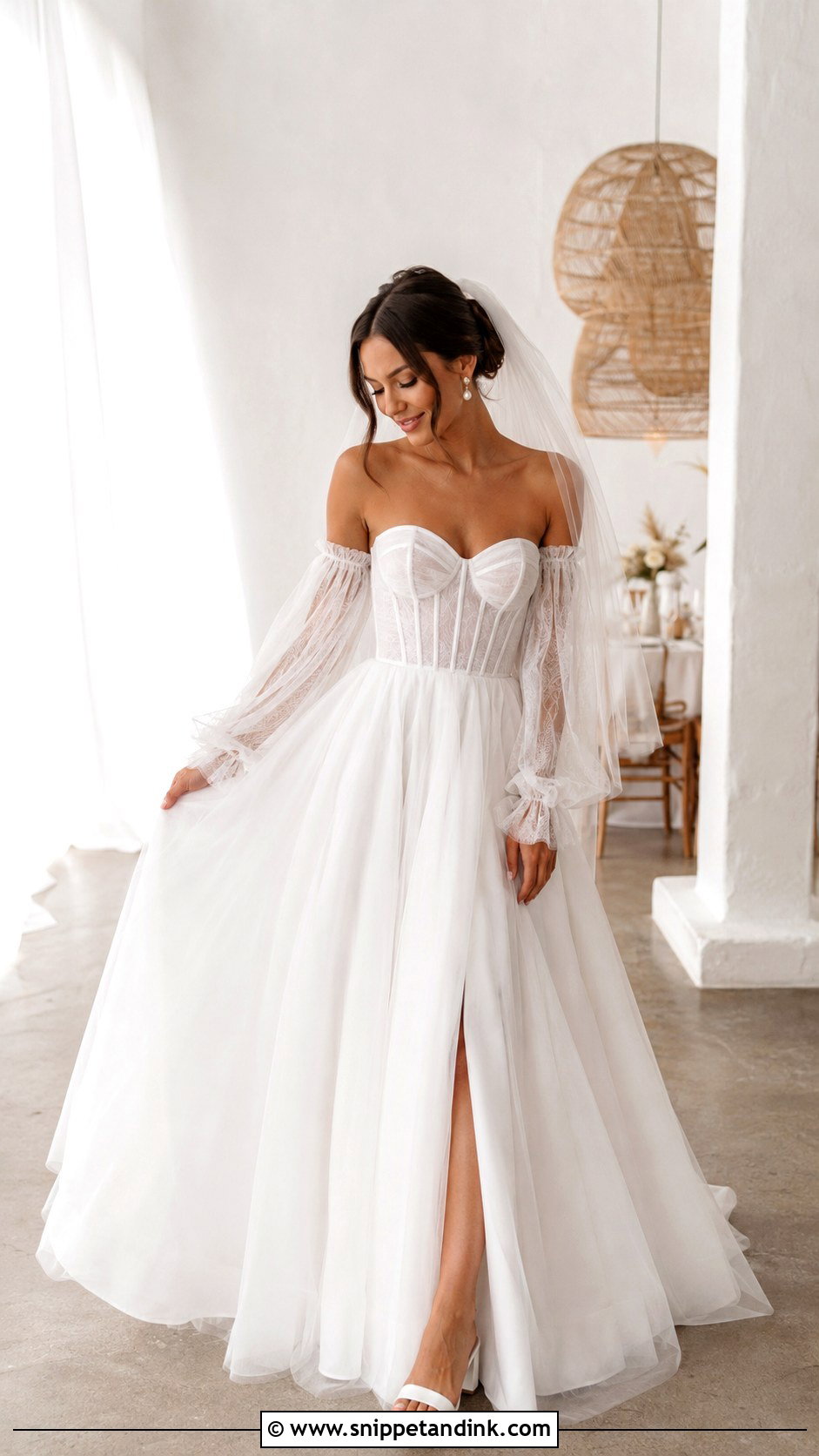 Detachable Sleeve Bustier Wedding Dress - Snippet and Ink - 20 Bustier Wedding Dress Ideas