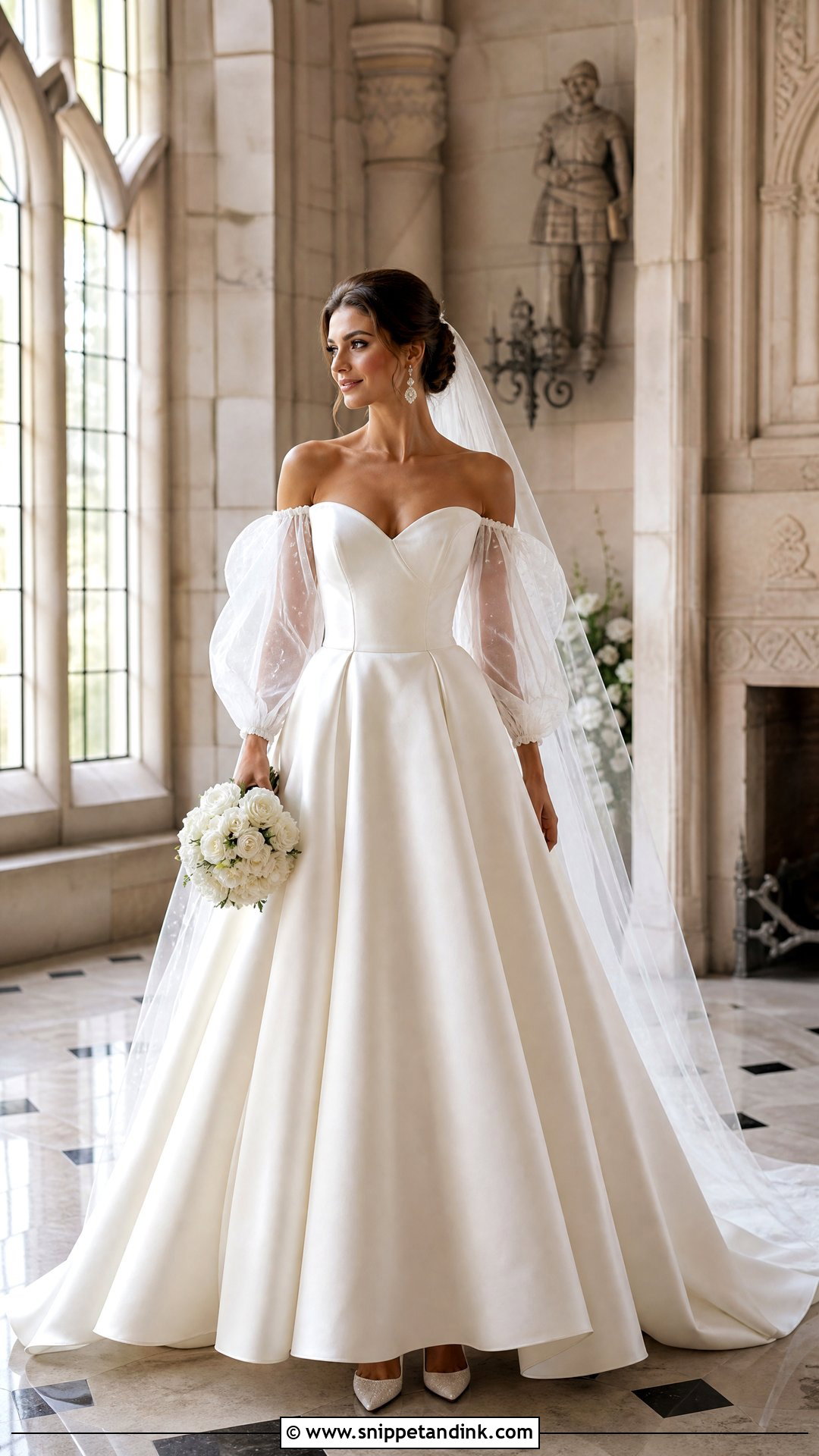 Detachable Sleeve Castle Wedding Dress - Snippet and Ink - 20 Scotland Wedding Dress Ideas