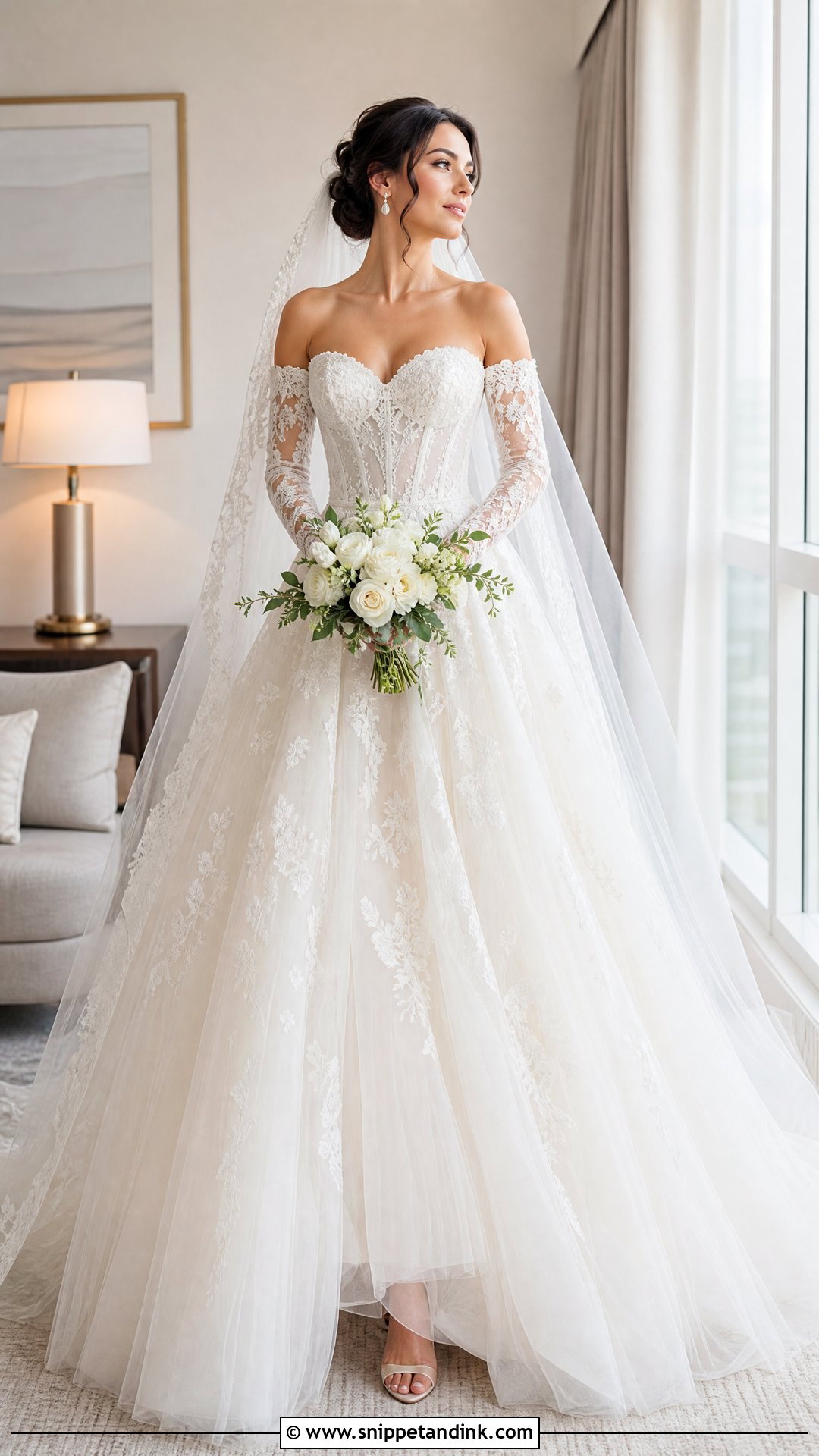 Detachable Sleeve Corset Princess Wedding Dress - Snippet and Ink - 20 Princess Wedding Dresses Corset Top