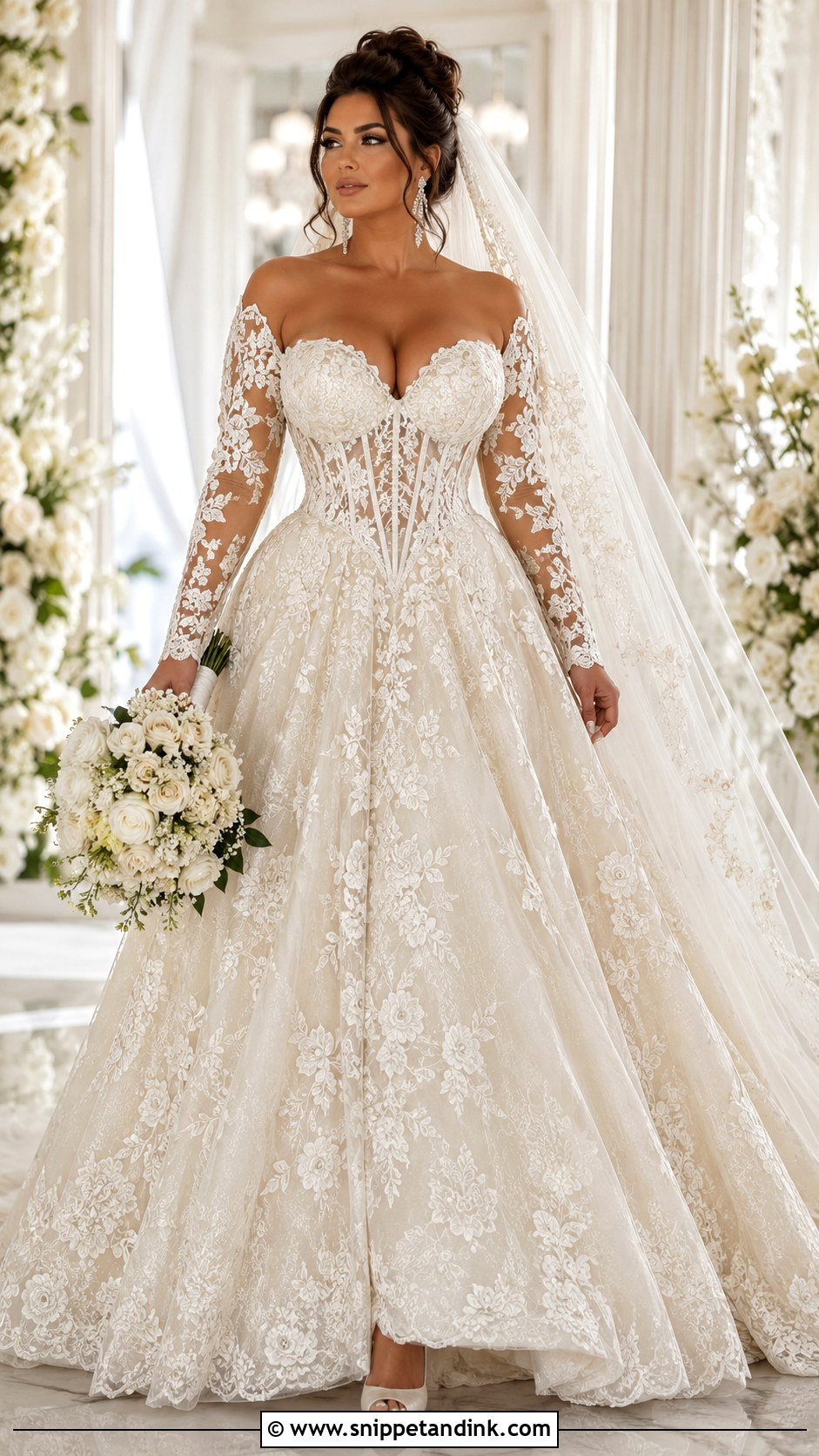 Detachable Sleeve Corset Wedding Dress - Snippet and Ink - 20 Big Bust Wedding Dresses