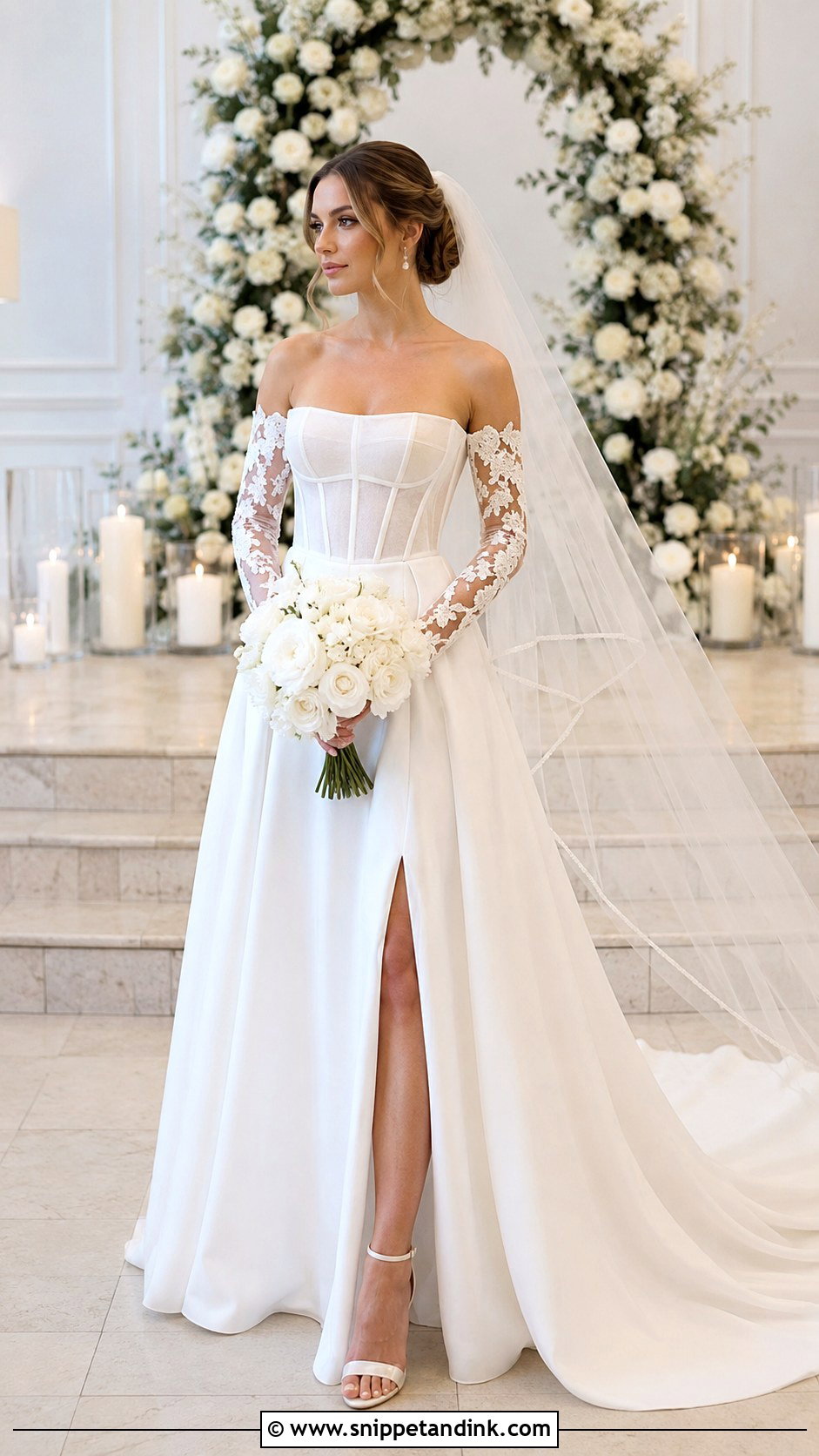 Detachable Sleeve Corset Wedding Dress - Snippet and Ink - 20 Bride Dress Long Sleeve Ideas