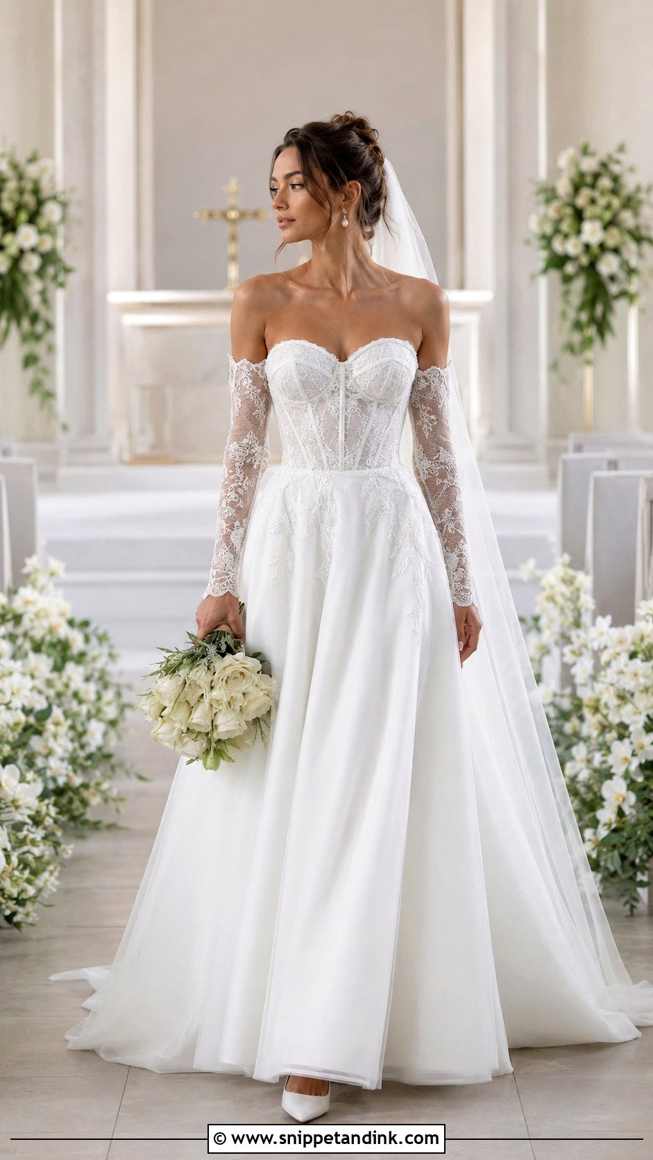 Detachable Sleeve Corset Wedding Dress - Snippet and Ink - 20 Long Sleeve Corset Wedding Dress Ideas