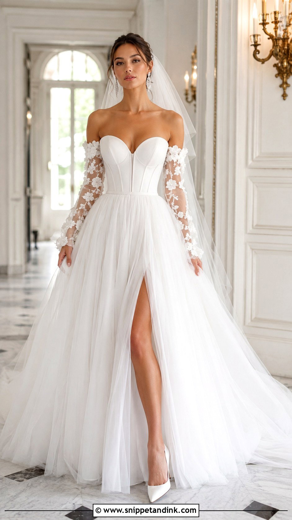 Detachable Sleeve Corset Wedding Dress - Snippet and Ink - 20 Ethereal Wedding Dress with Sleeves