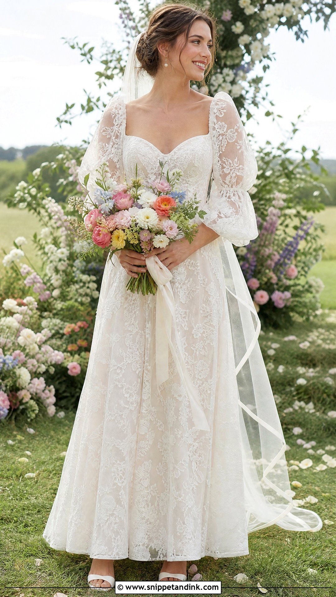 Detachable Sleeve Cottage Wedding Dress - Snippet and Ink - 25 Cottage Wedding Dress Ideas