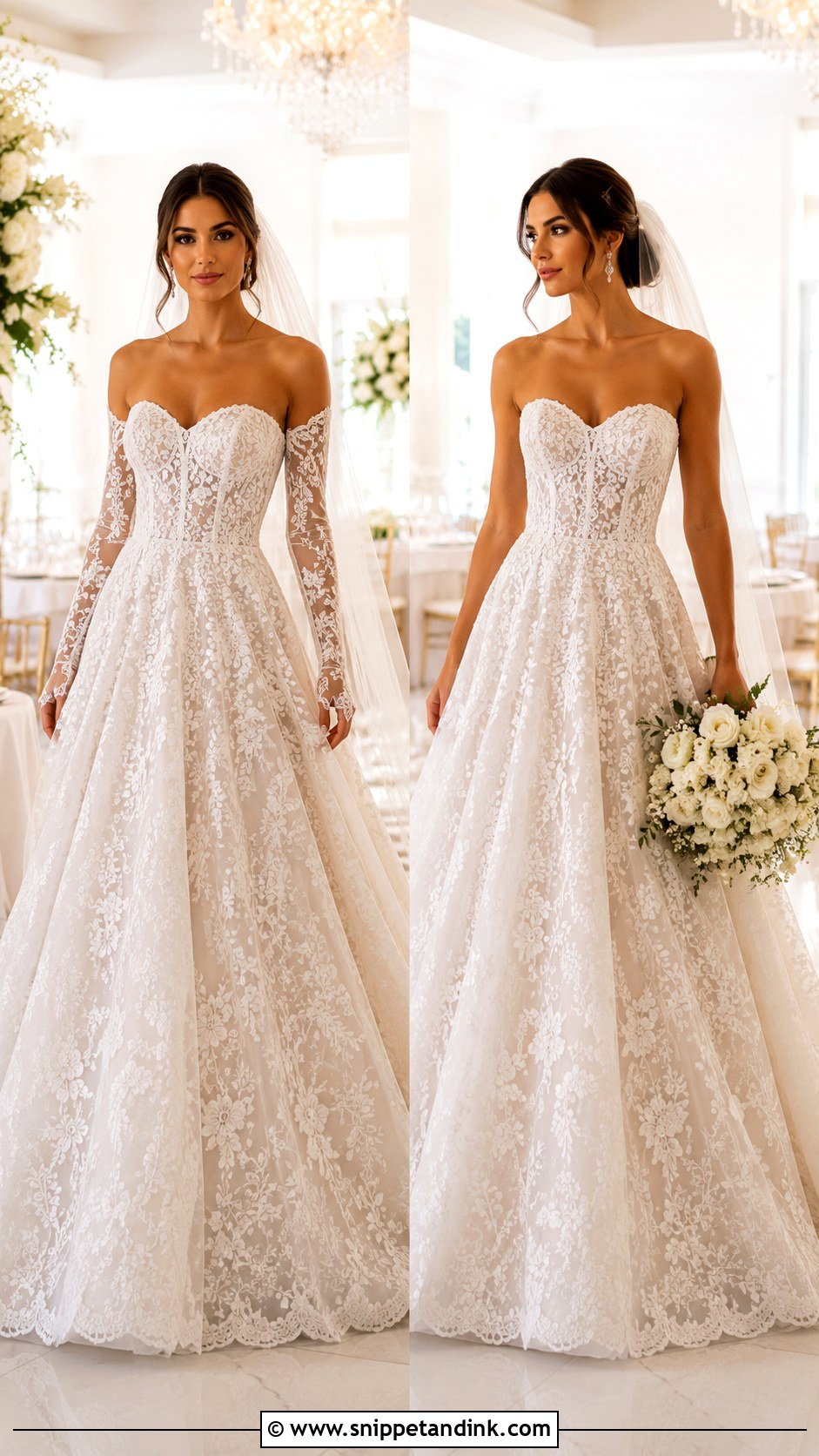 Detachable Sleeve Dentelle Wedding Dress - Snippet and Ink - 20 Dentelle Wedding Dress Ideas