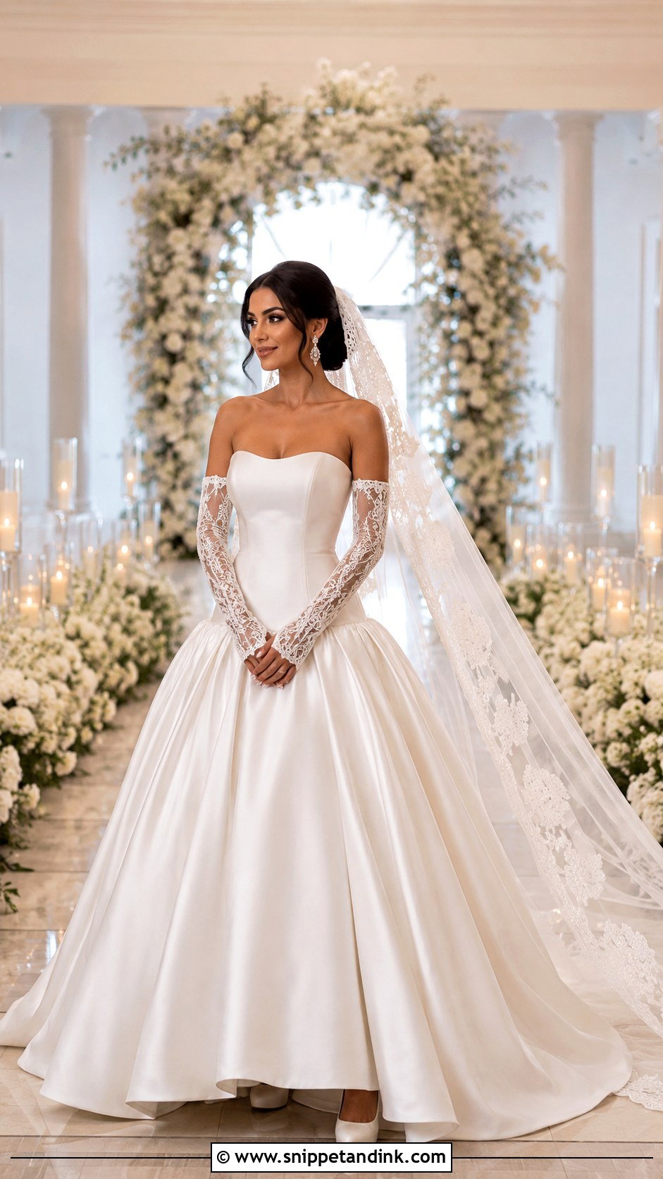 Detachable Sleeve Drop Waist Princess Wedding Dress - Snippet and Ink - 20 Drop Waist Princess Wedding Dress Ideas