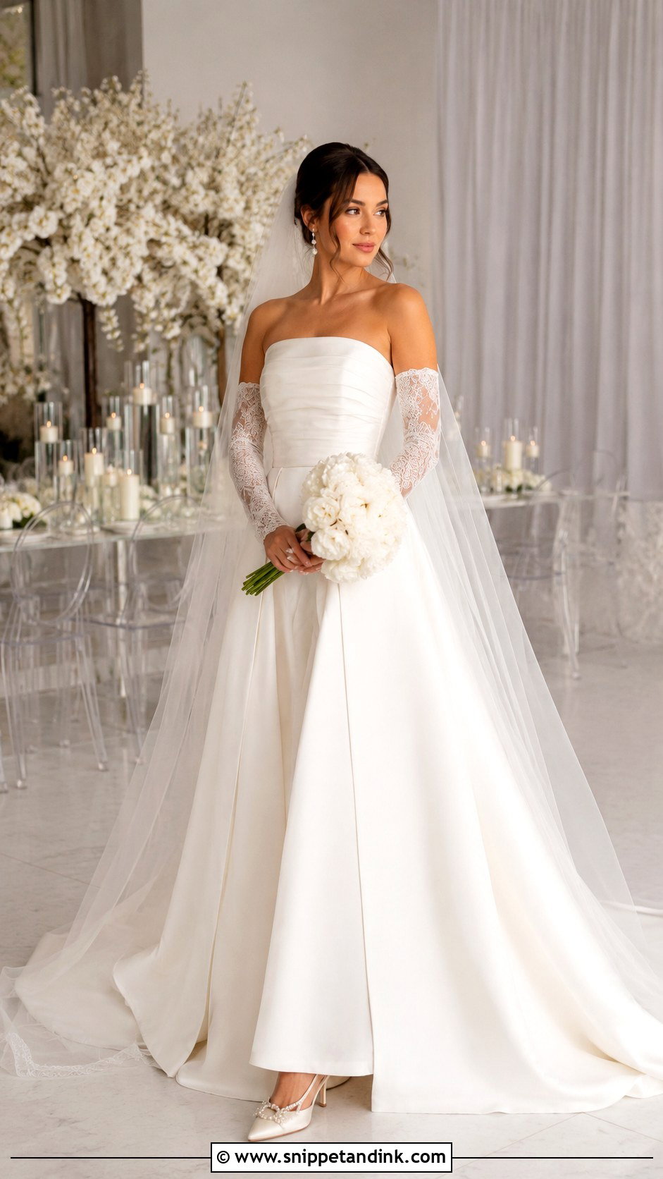 Detachable Sleeve Empress Wedding Dress With Two Looks - Snippet and Ink - 20 Empress Wedding Dress Ideas
