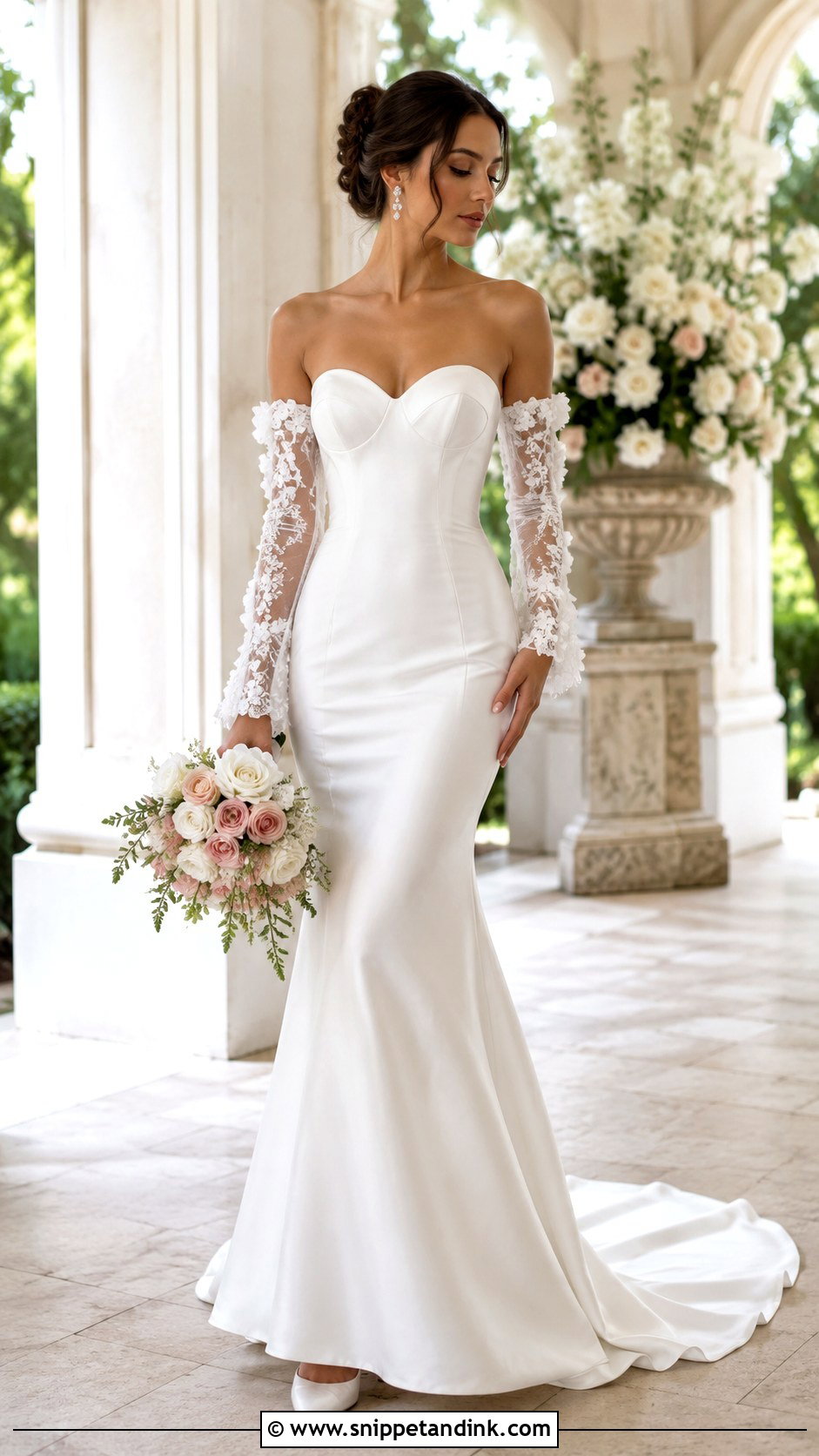 Detachable Sleeve Evangeline Wedding Dress - Snippet and Ink - 20 Evangeline Wedding Dress Ideas