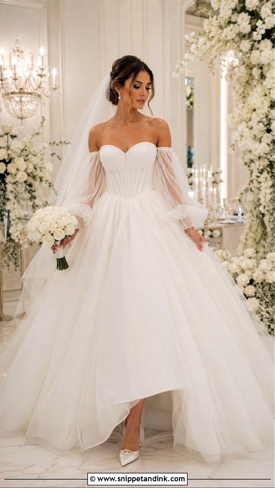 Detachable Sleeve Fairytale Wedding Dress - Snippet and Ink - 20 Fairytale Wedding Dress Long Sleeve Ideas