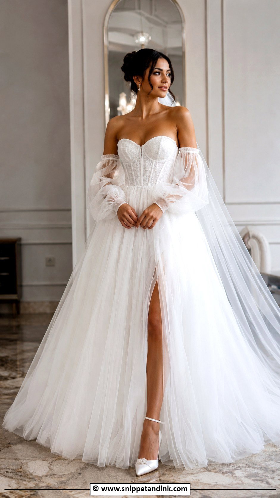 Detachable Sleeve Fairytale Wedding Dress - Snippet and Ink - 30 Fairytale Wedding Dress Ideas