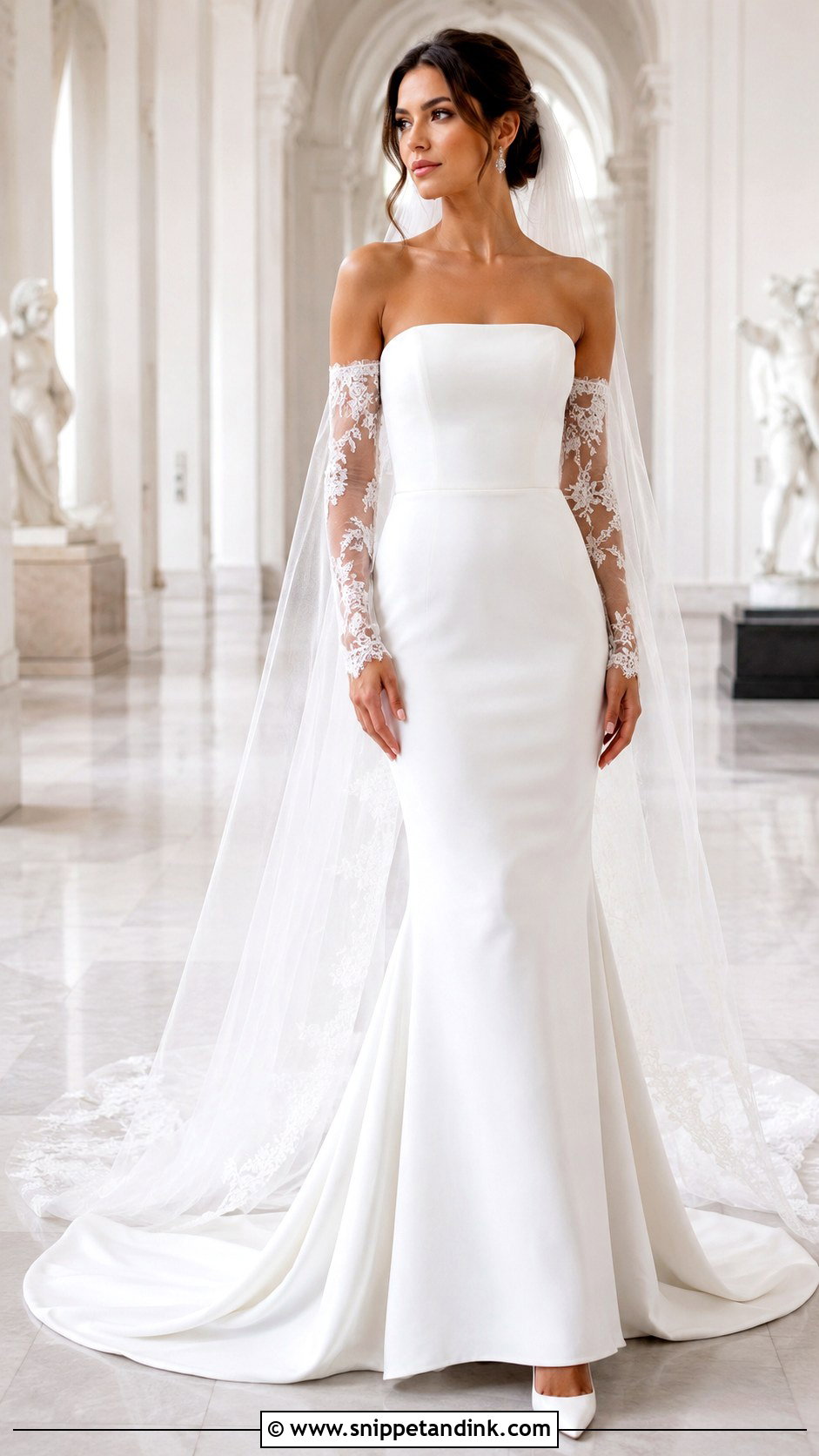 Detachable Sleeve Fishtail Wedding Dress - Snippet and Ink - 20 Fishtail Wedding Dresses