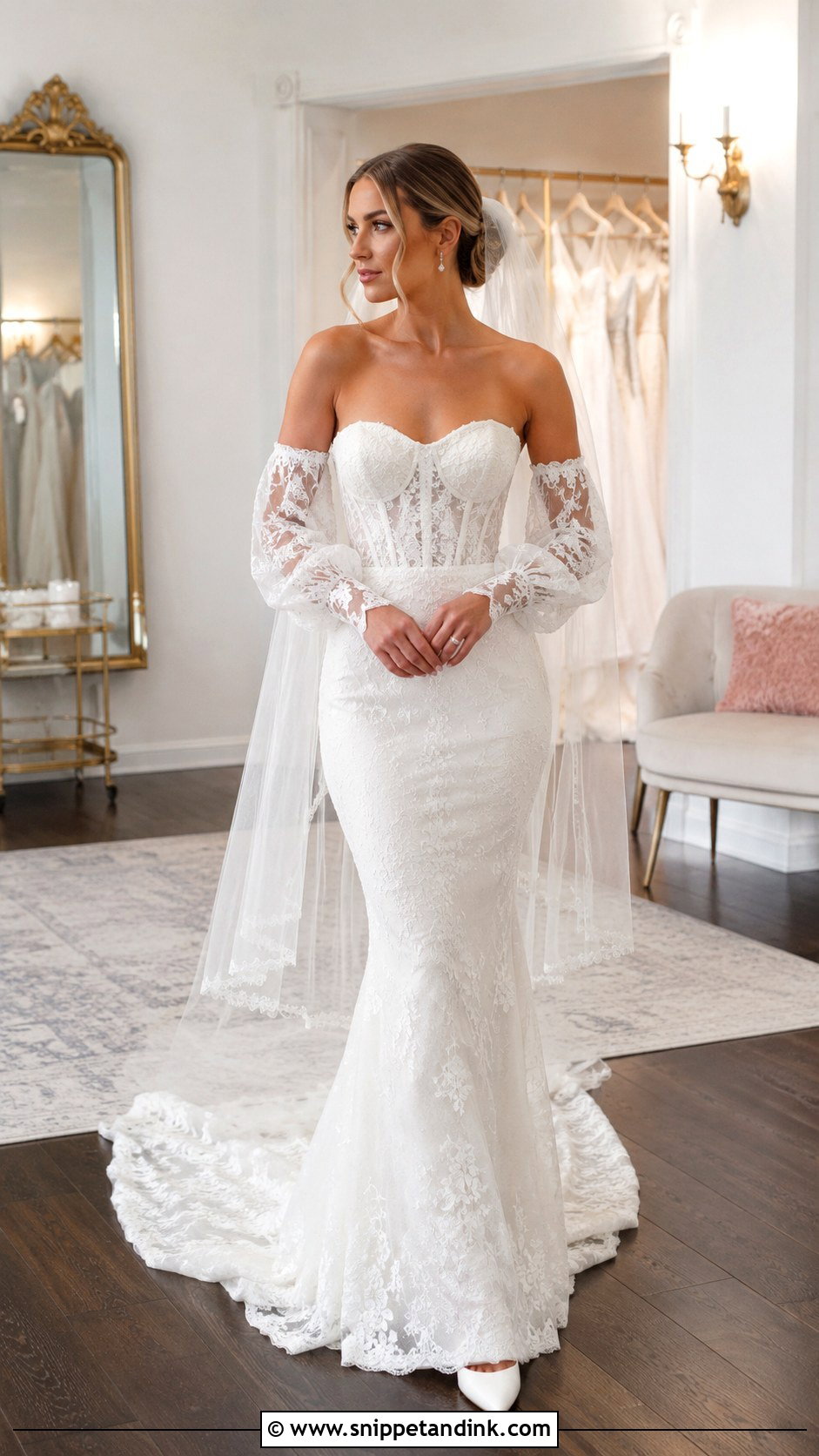 Detachable Sleeve Fit and Flare Wedding Dress - Snippet and Ink - 20 Fit and Flare Wedding Dresses