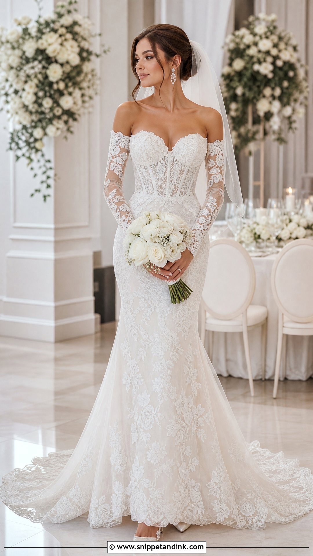 Detachable Sleeve Fitted Lace Wedding Dress - Snippet and Ink - 25 Fitted Lace Wedding Dress with Sleeves