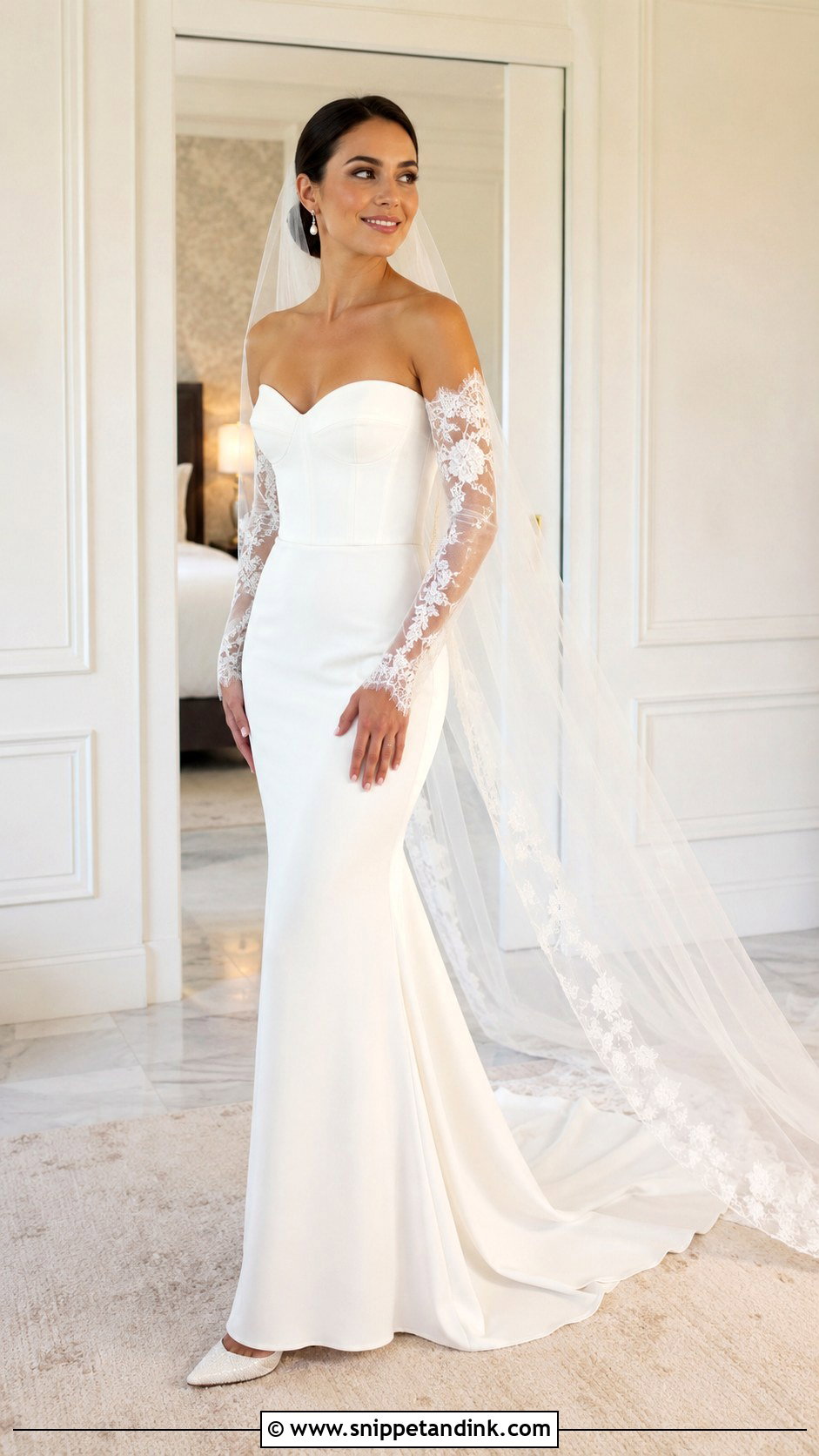 Detachable Sleeve Fitted Wedding Dress - Snippet and Ink - 20 Fitted Wedding Dress with Sleeves