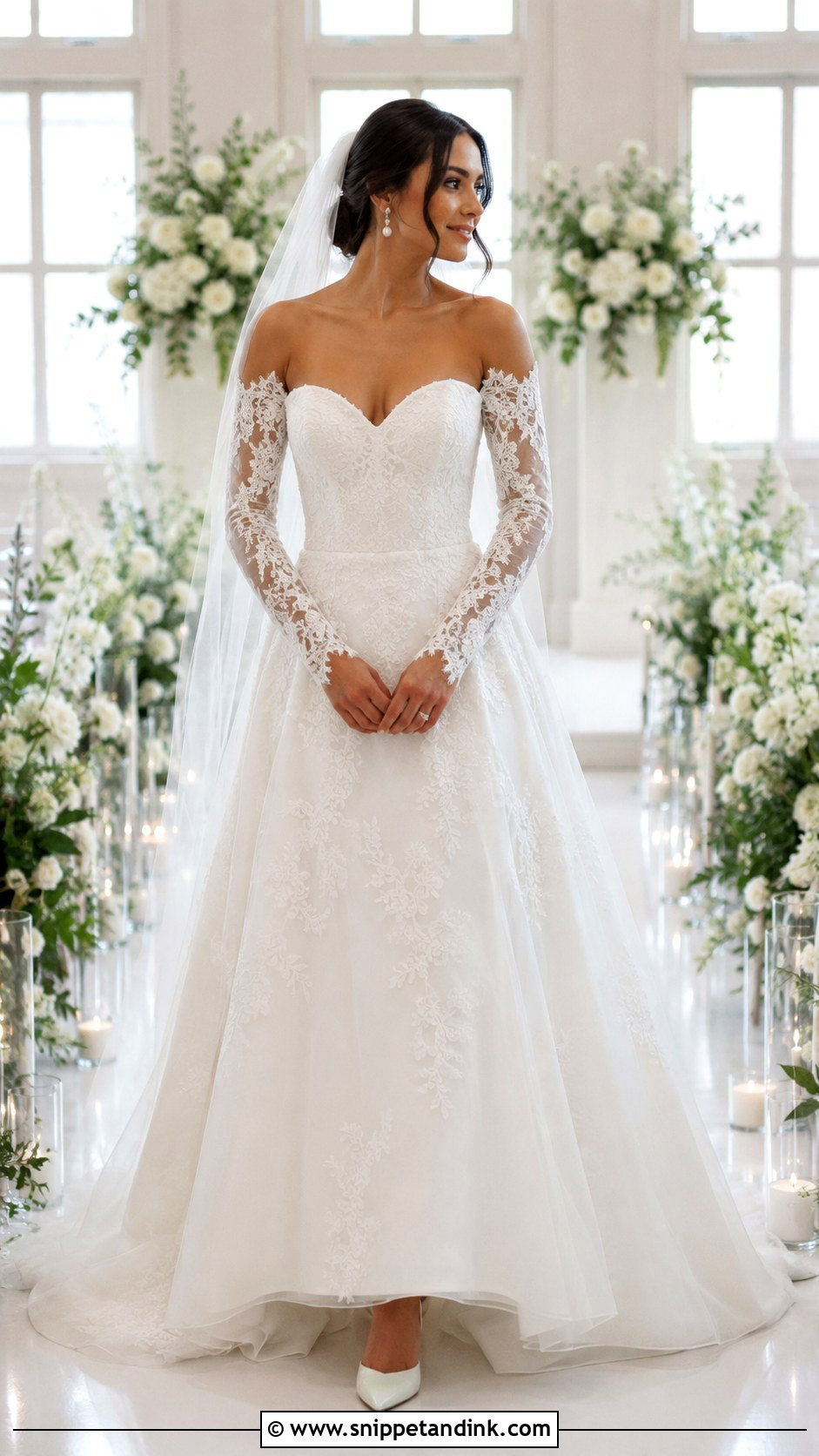 Detachable Sleeve Heart Shaped Wedding Dress - Snippet and Ink - 20 Heart Shaped Wedding Dress Ideas