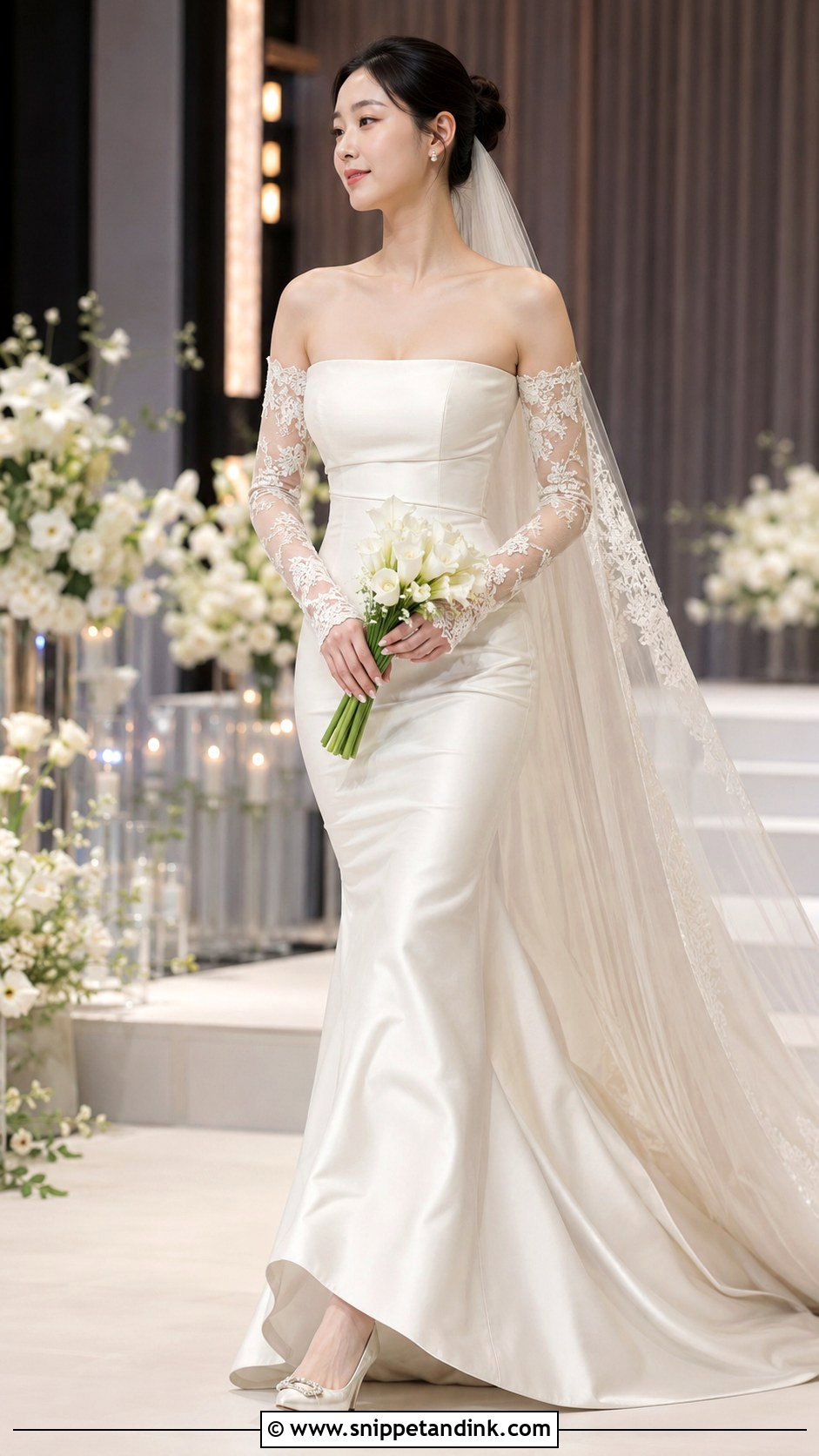 Detachable Sleeve Kdrama Wedding Dress - Snippet and Ink - 20 Kdrama Wedding Dress Ideas
