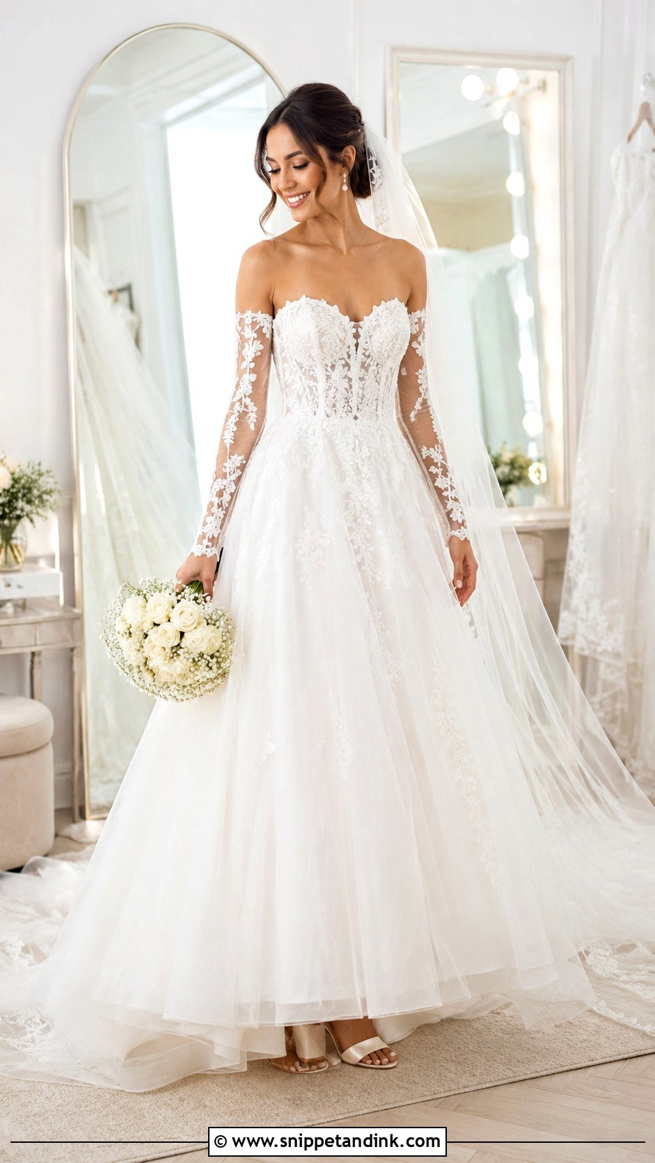 Detachable Sleeve Lace Princess Wedding Dress - Snippet and Ink - 20 Lace Princess Wedding Dresses