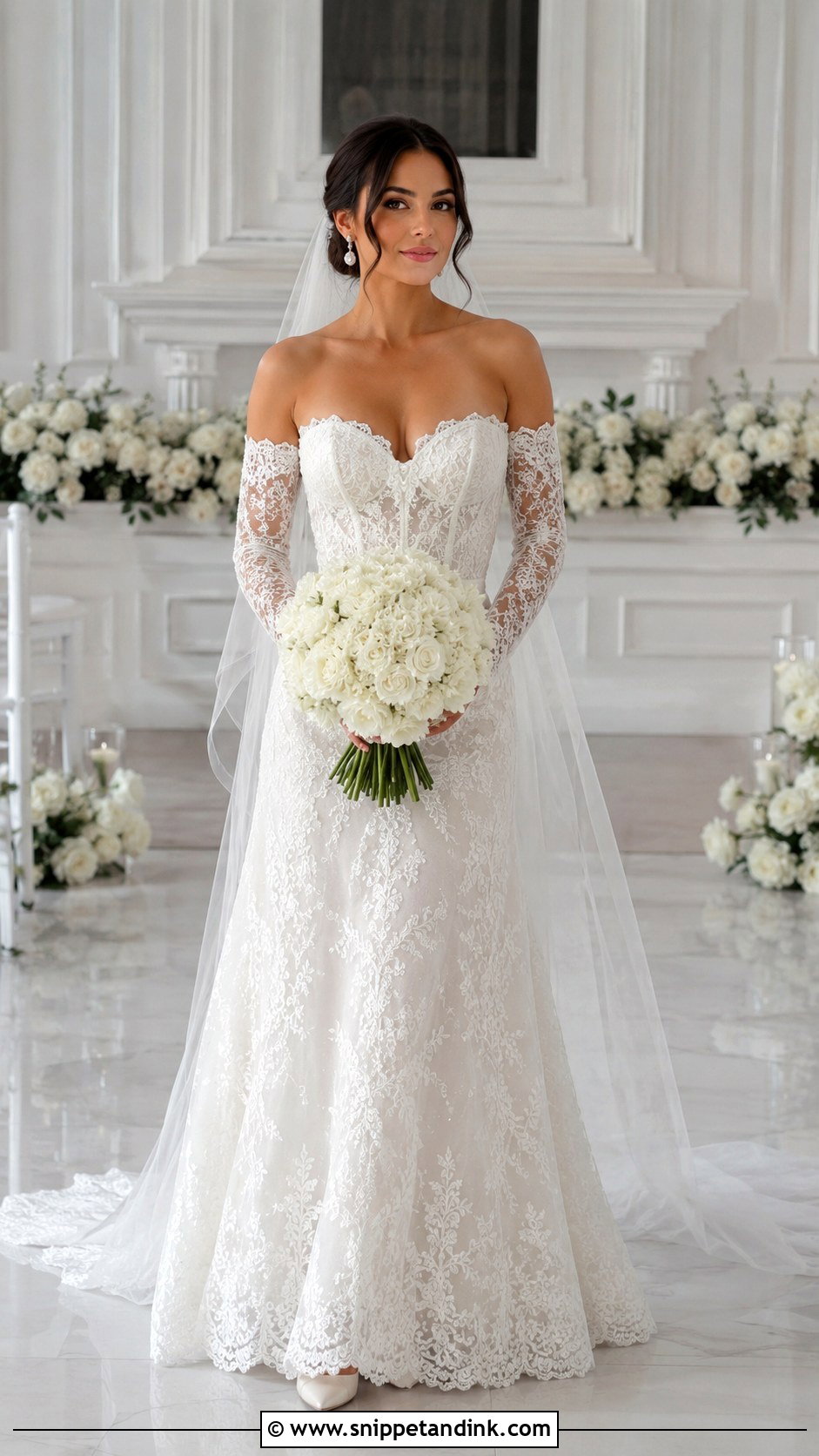 Detachable Sleeve Lace Sweetheart Wedding Dress - Snippet and Ink - 20 Lace Sweetheart Wedding Dress Ideas
