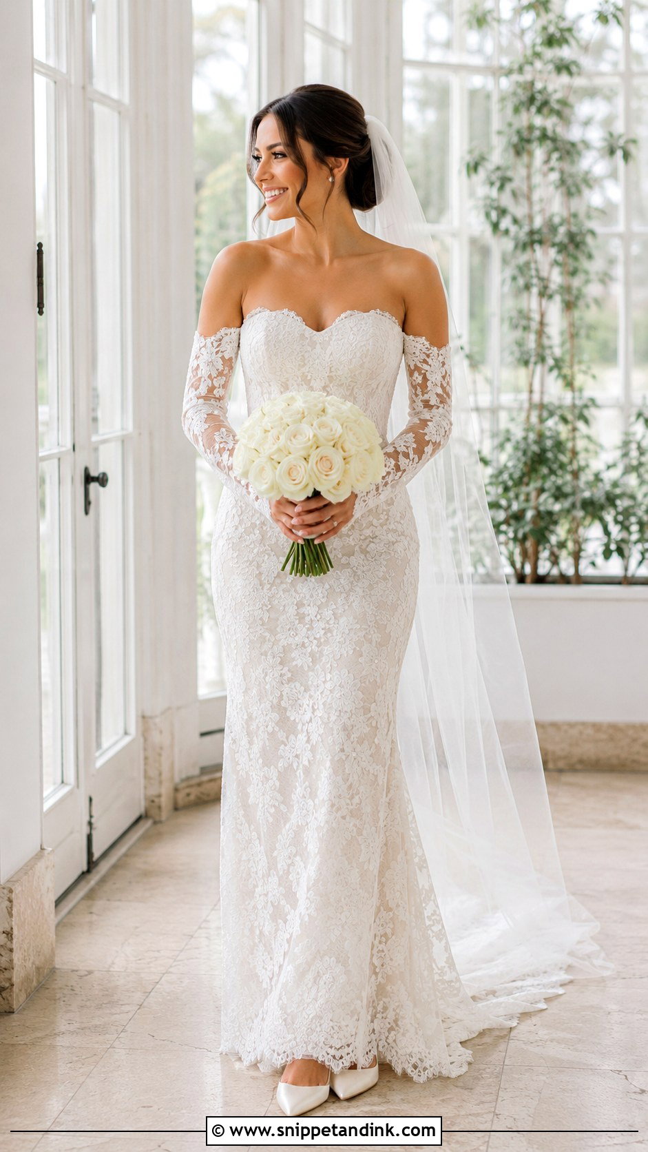 Detachable Sleeve Lace Wedding Dress - Snippet and Ink - 20 Fitted Strapless Lace Wedding Dress Ideas