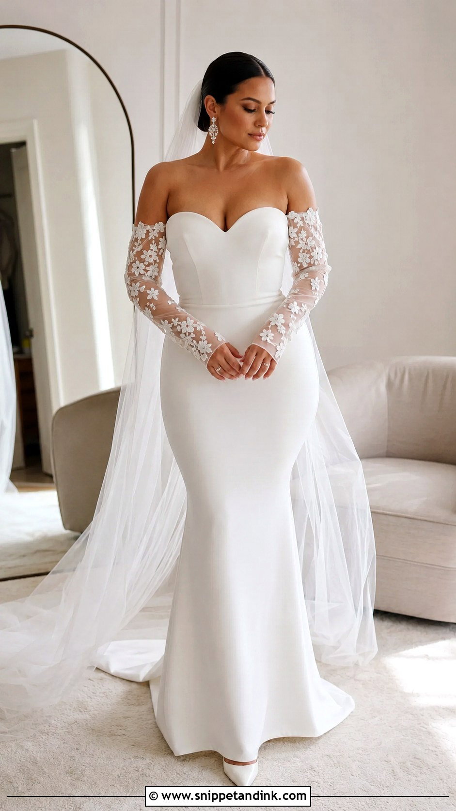 Detachable Sleeve Mermaid Wedding Dress - Snippet and Ink - 20 Curvy Wedding Dress Sleeves