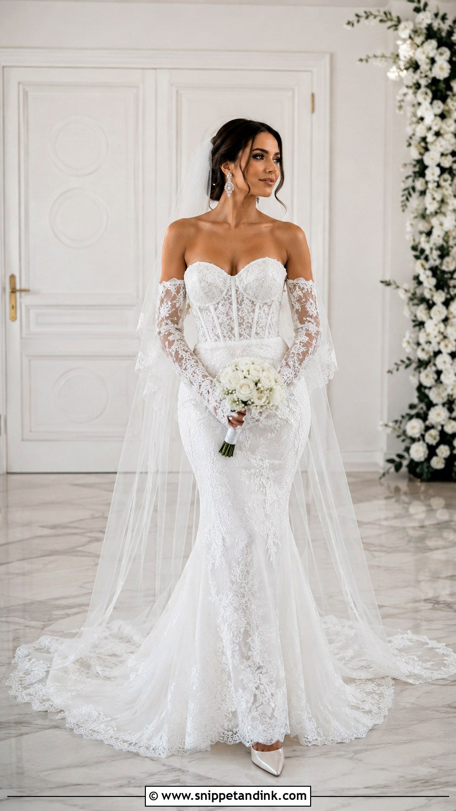 Detachable Sleeve Mermaid Wedding Dress - Snippet and Ink - 20 Mermaid with Sleeves Wedding Dresses