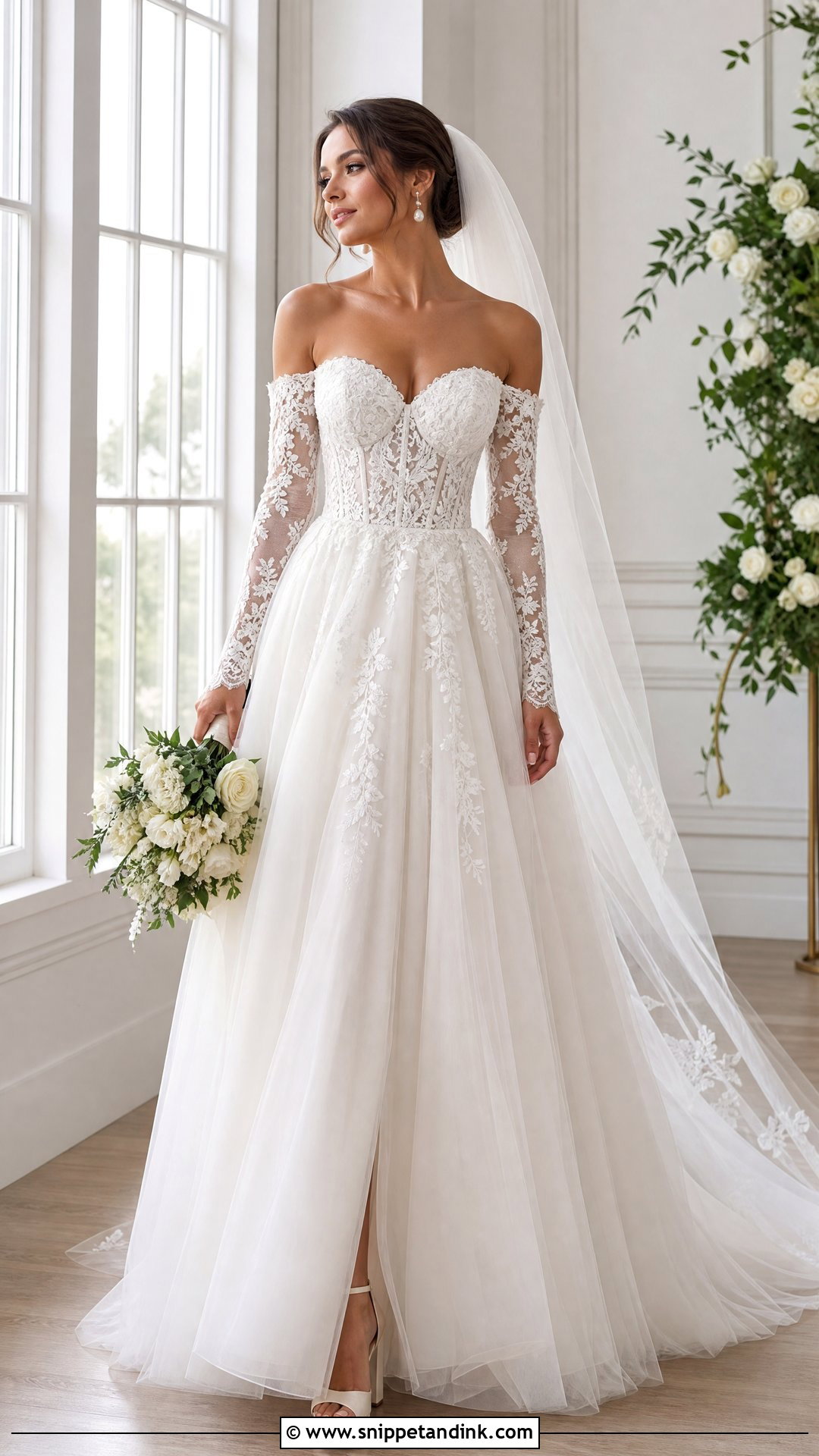 Detachable Sleeve Off the Shoulder Ball Gown Wedding Dress - Snippet and Ink - 20 Off the Shoulder Ball Gown Wedding Dress Ideas