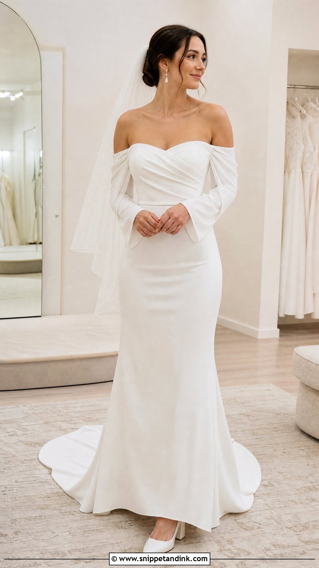 Detachable Sleeve Off the Shoulder Wedding Dress - Snippet and Ink - 20 Simple Off the Shoulder Wedding Dress Ideas