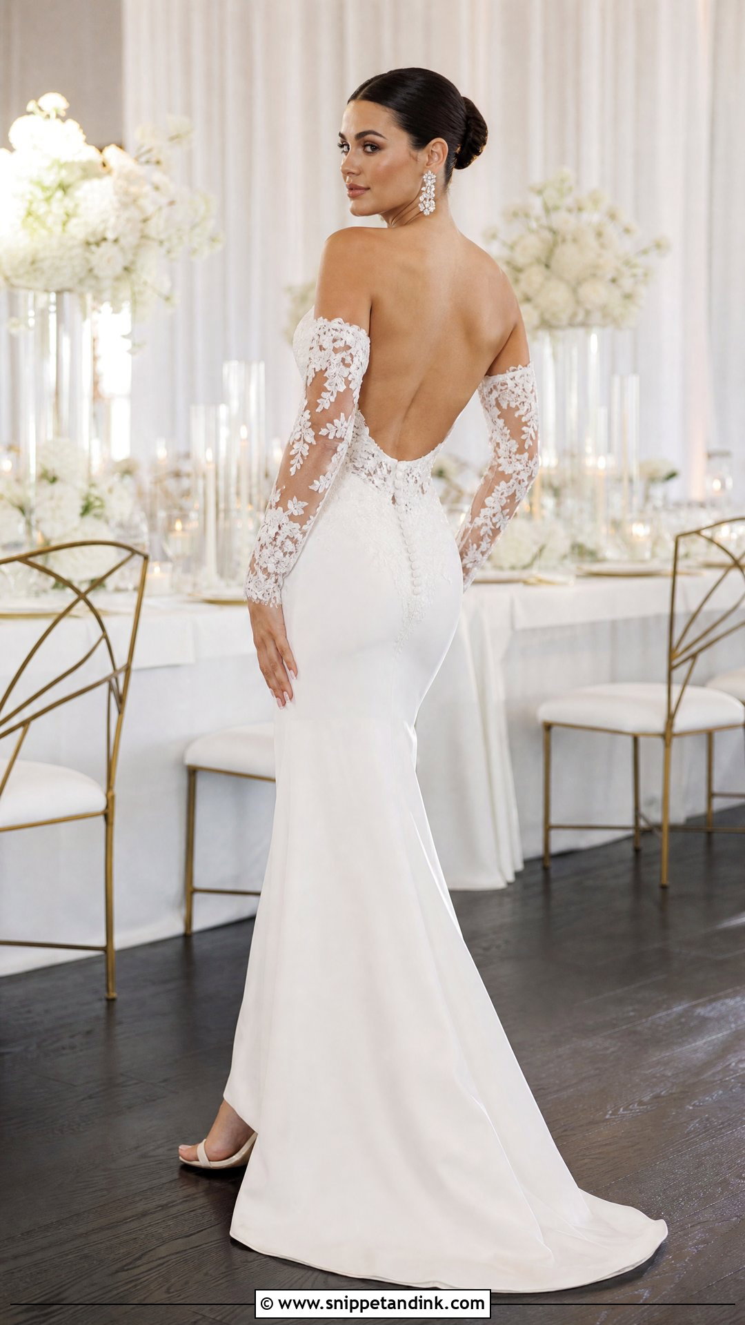 Detachable Sleeve Open Back Wedding Dress - Snippet and Ink - 25 Long Sleeve Open Back Wedding Dress Ideas