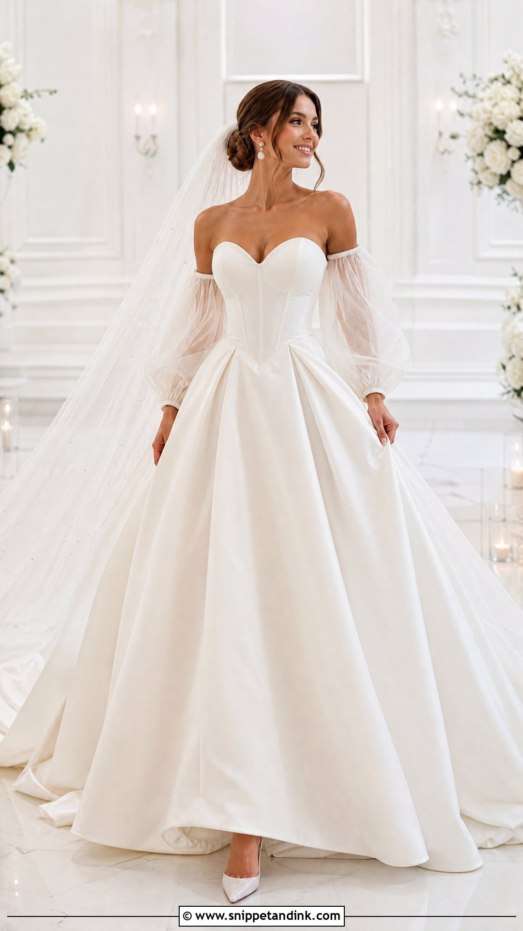 Detachable Sleeve Poofy Wedding Dress - Snippet and Ink - 25 Poofy Wedding Dresses