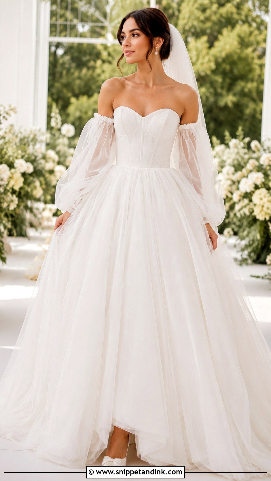 Detachable Sleeve Princess Gown Wedding Dress - Snippet and Ink - 25 Princess Gown Wedding Dress Ideas