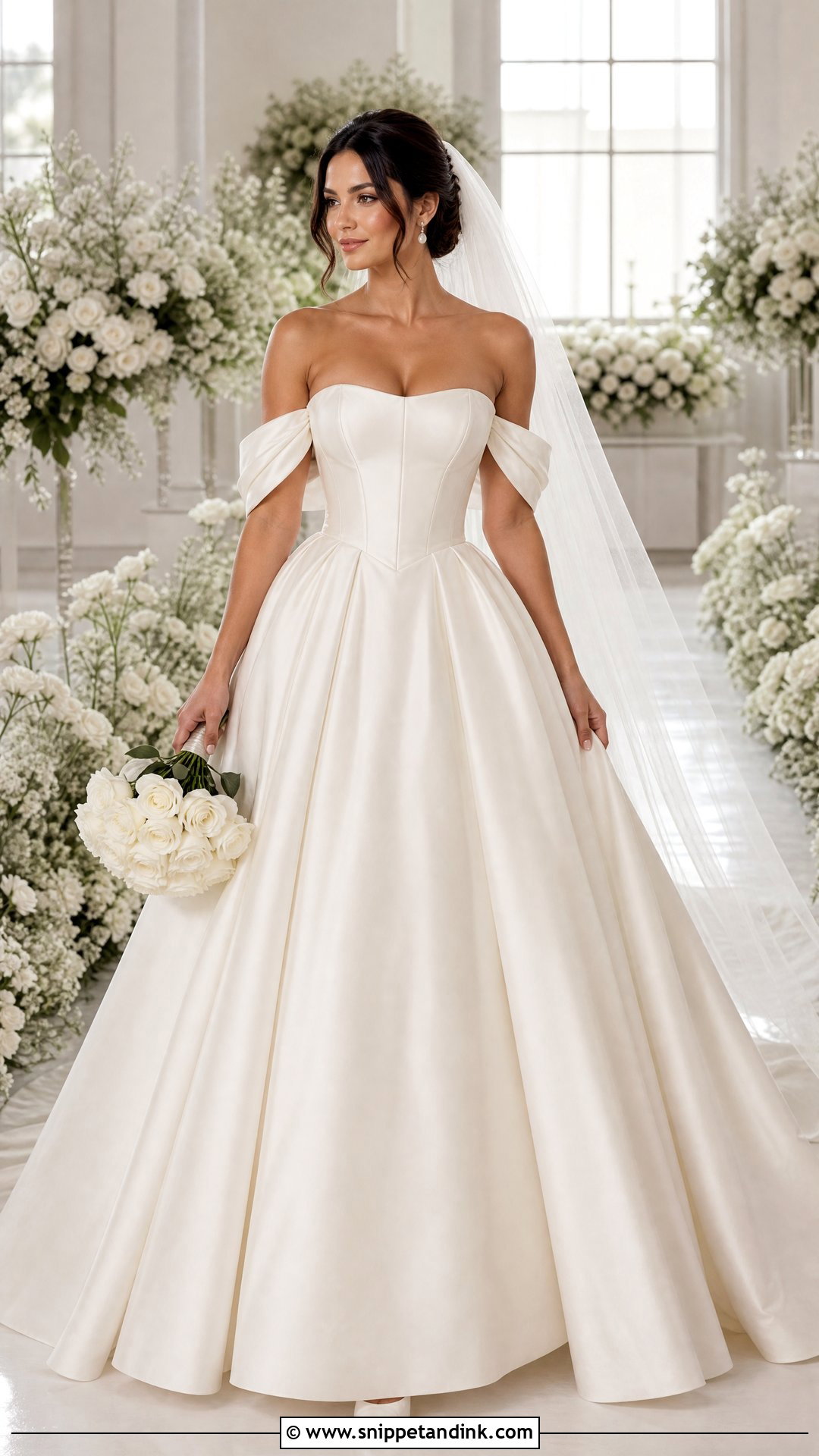 Detachable Sleeve Princess Satin Wedding Dress - Snippet and Ink - 20 Princess Satin Wedding Dresses